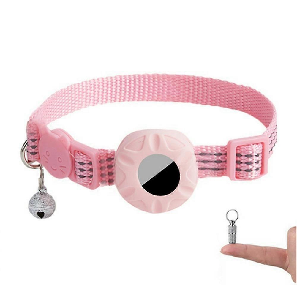 For AirTag Tracker Silicone Protective Case Pet Collar with Reflective Strips and ID Address Tag
