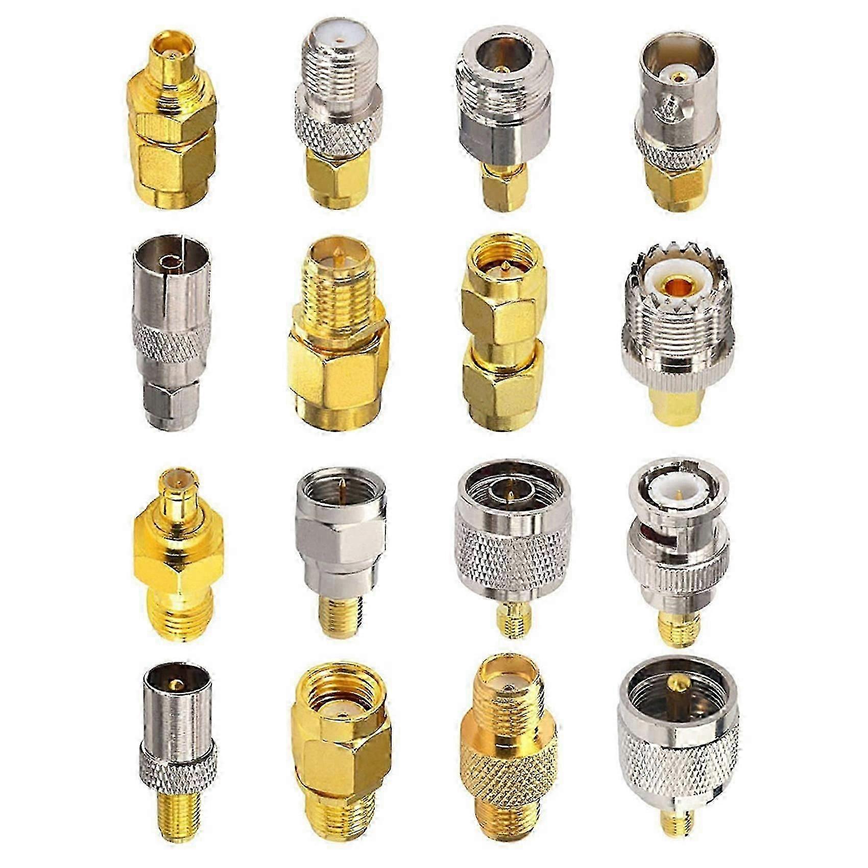 16 Typ-SMA-Anschlüsse SMA-Adapter-Kits SMA auf Mcx/TV/F/BNC/UHF/RP-SMA Gerader Typ Nickel vergoldeter Teststecker