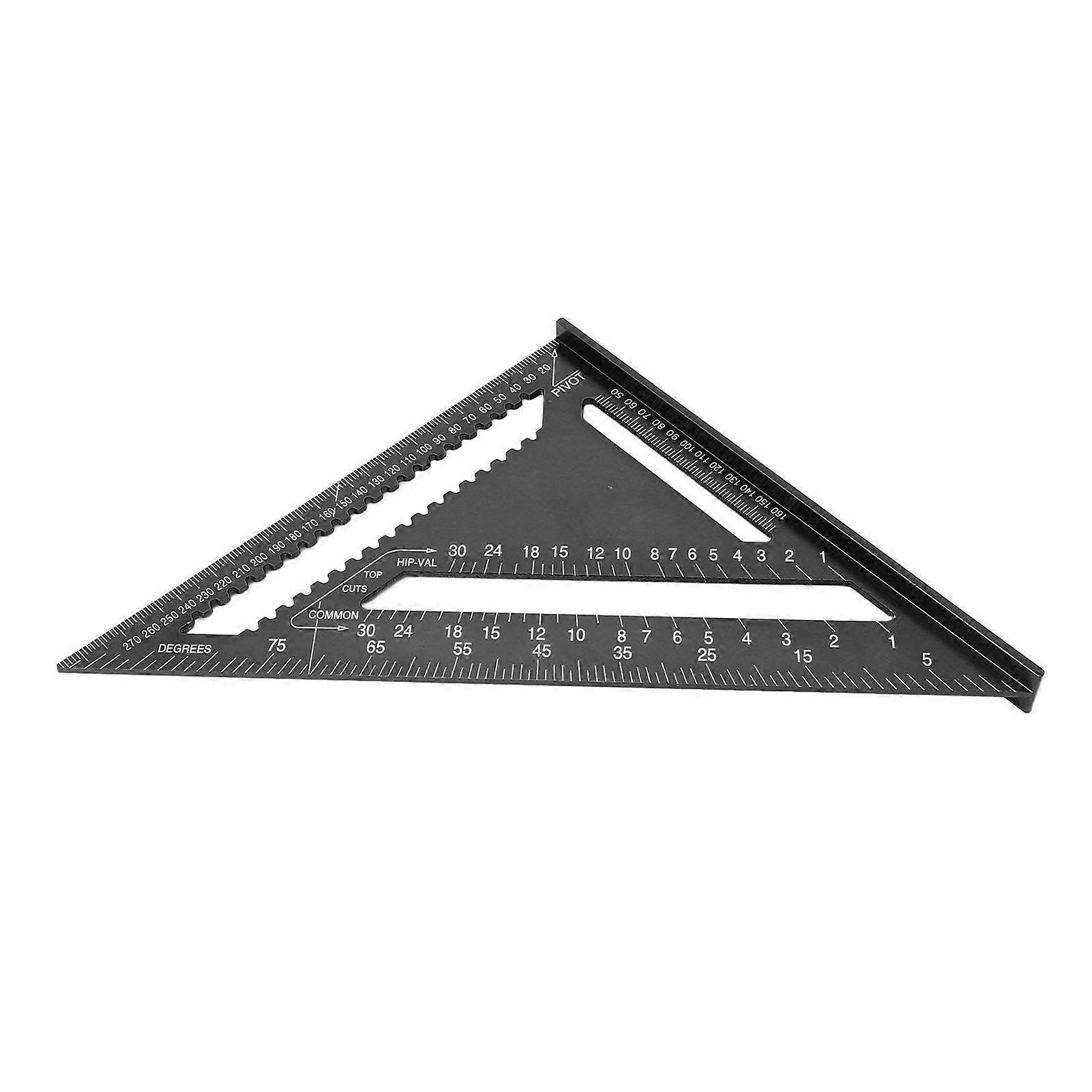 Aluminum Alloy Triangle Ruler Metric Imperial Clear Scale High Accuracy Easy To Read for Engineer Carpenter Black 