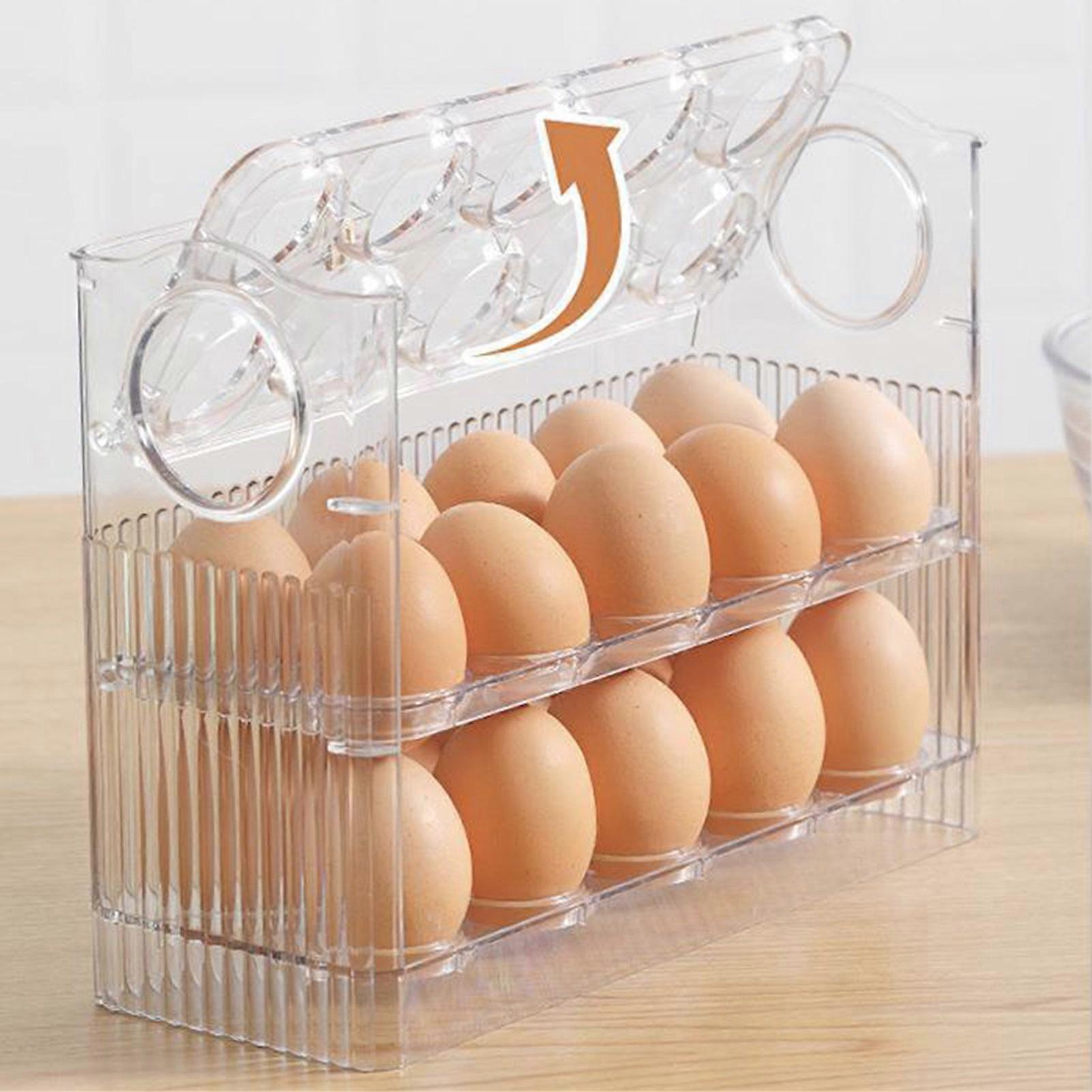 Egg Holder 3 Tier Keep Freshness Plastic Flip Egg Container for Kitchen Refrigerator 