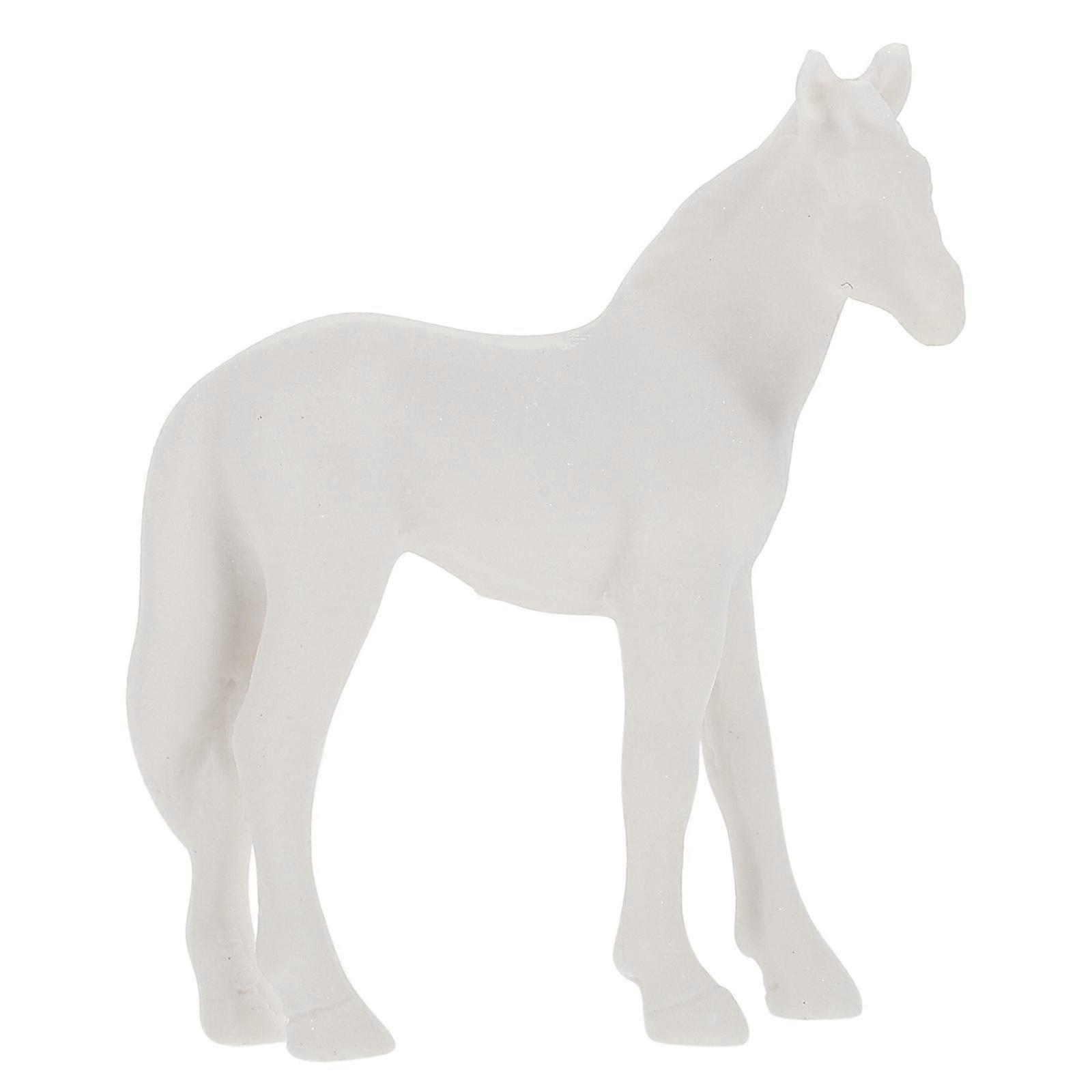 Mini Simulation Horse Resin Ornament for Reptile Box Decor White Small Size