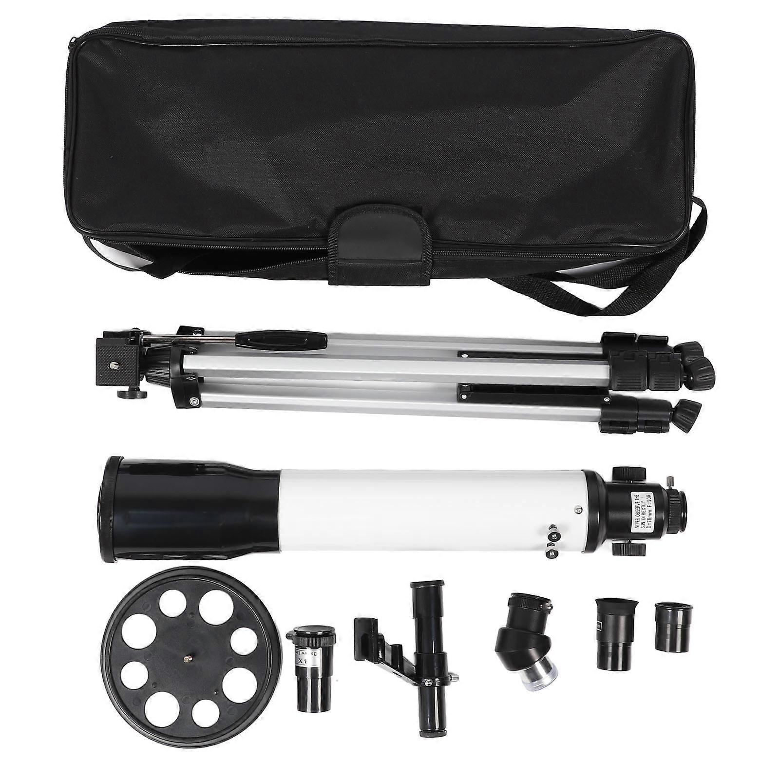 Portable 70/500 Refractor Telescope Set: 250X Magnification, Travel-Friendly with Tripod