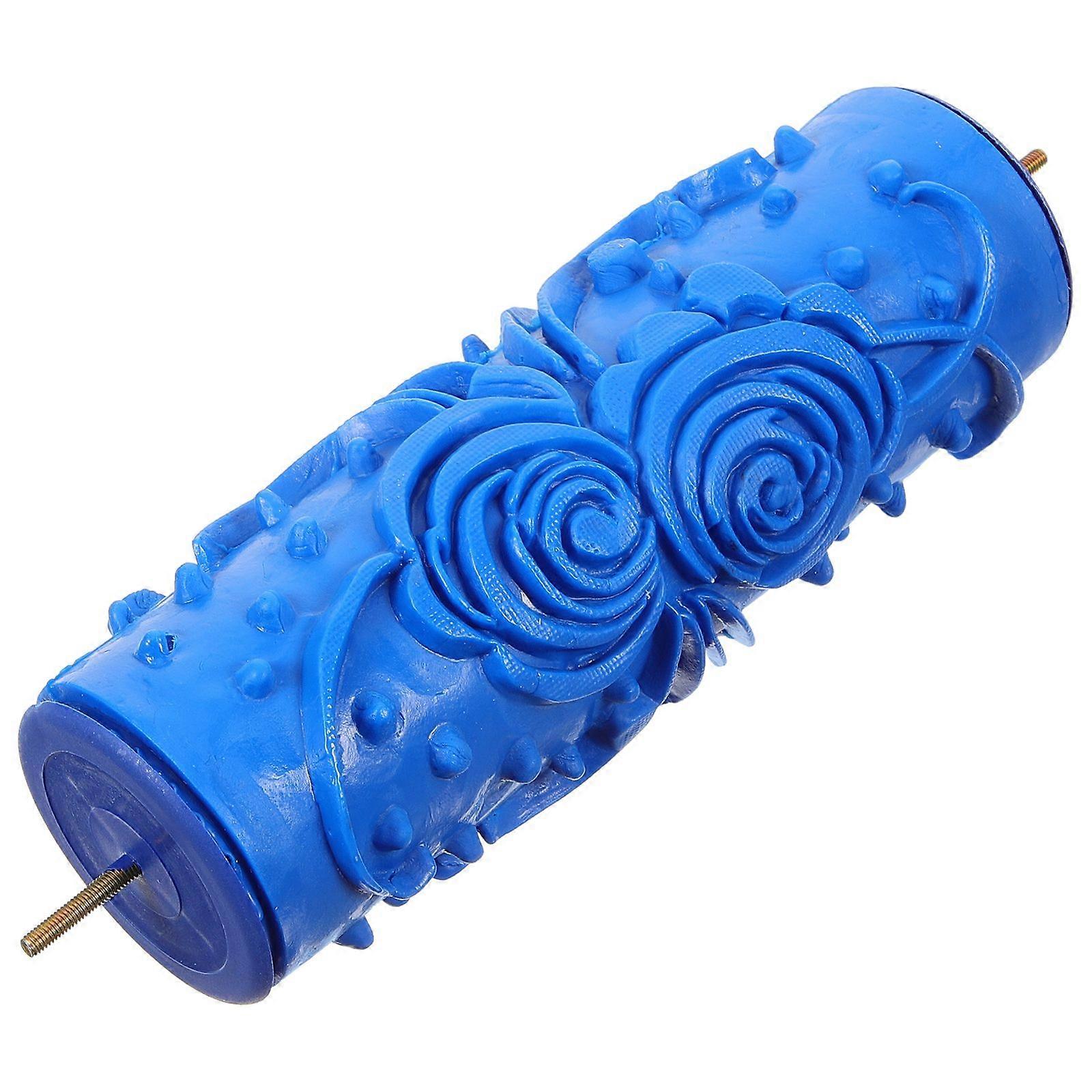 Paint Wallpaper Roller Grain Printing Roller Tool Rubber Glue Roller (Blue)