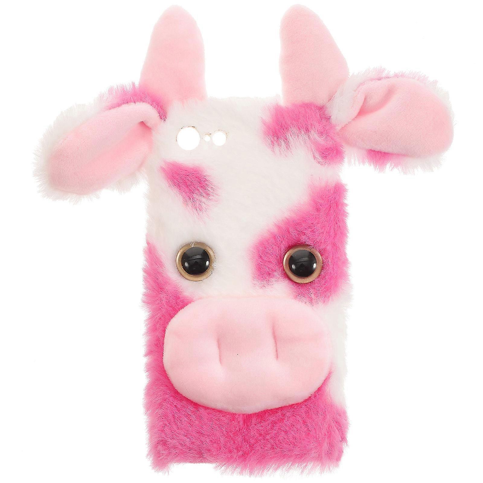 Pink Plush Cow Phone Case with TPU Material for 7 8 SE 2020 Phones Soft Comfortable Grip
