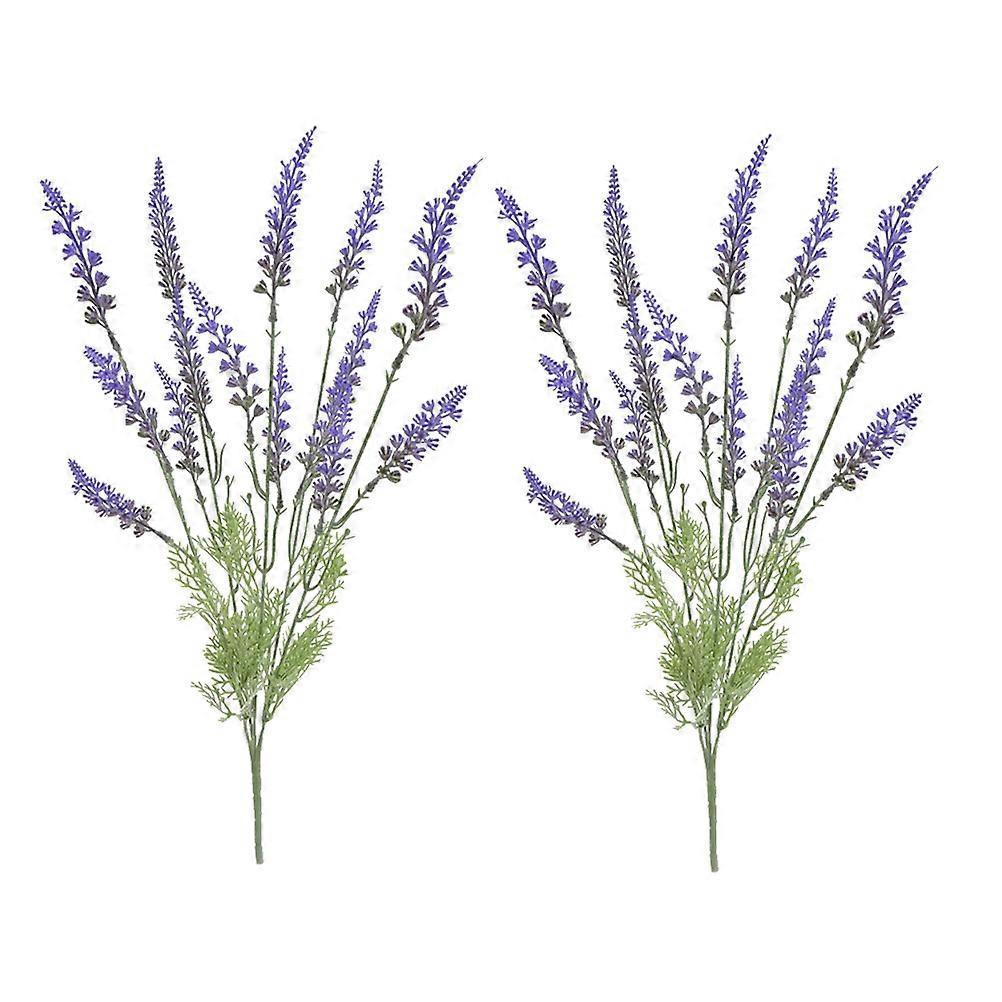 Simulation Flower Bouquet Flocking Plastic Artificial Lavender For Garden Patio Decoration Purple 51*10.2 Cm 2Pack