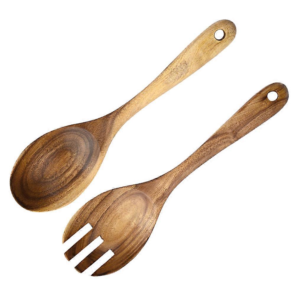 Serving Utensils Salad Servers Wooden Shape for Home Users 2Pcs