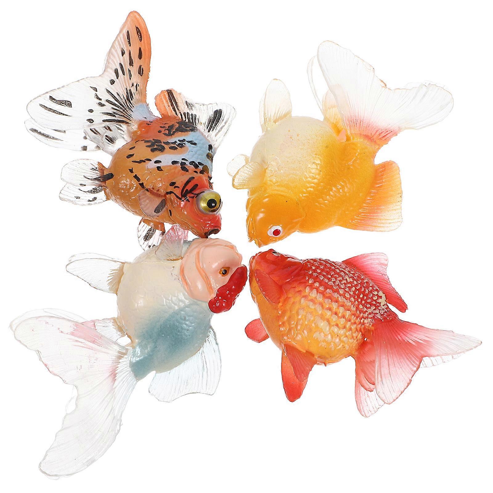 Artificial Fish Mini Goldfish Figures Teaching Smooth Surface Plastic Material 4Pcs