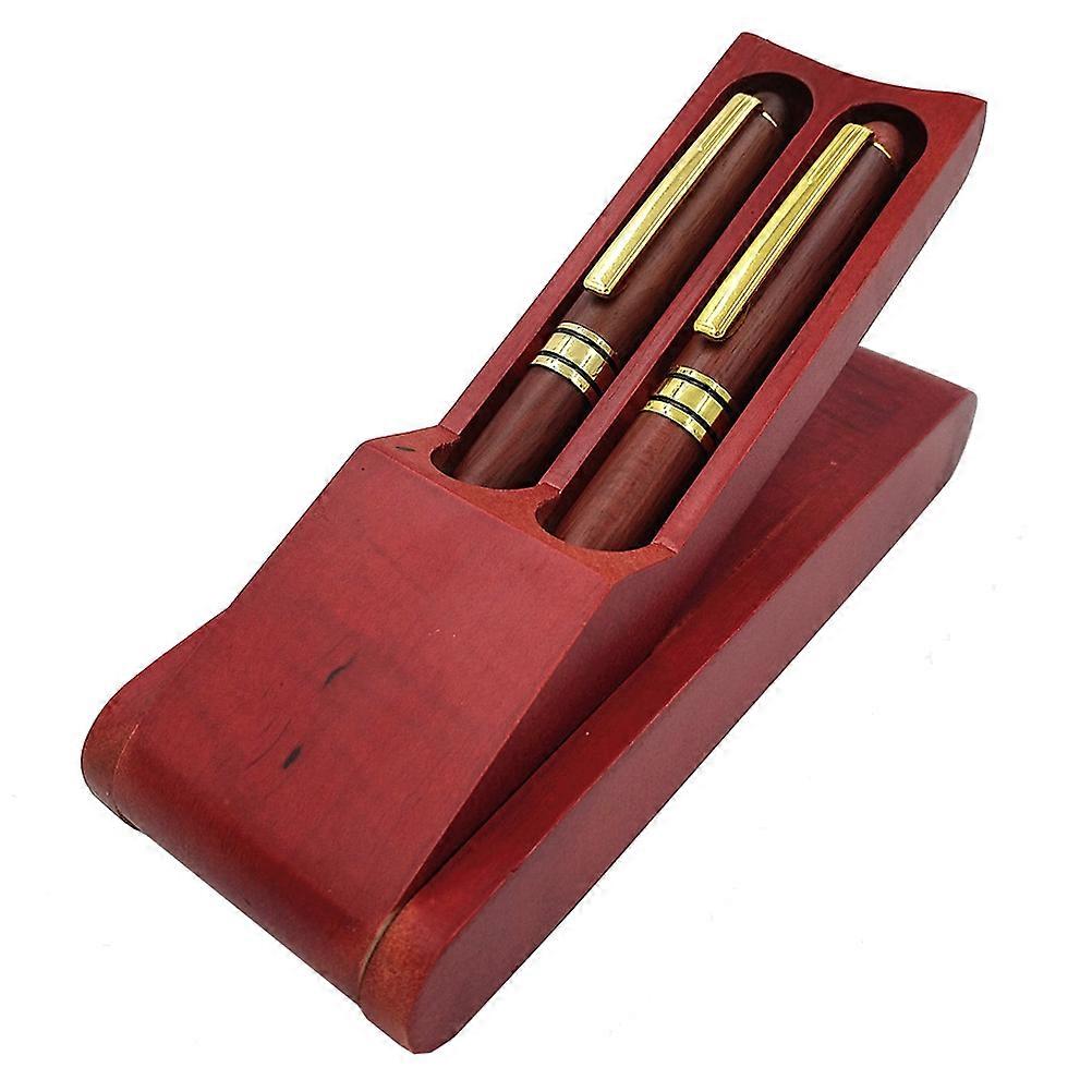 Luxury Pen Storage Case Pen Container Box Storage Elegant Red Wooden Stationery Box 3Pcs Workers