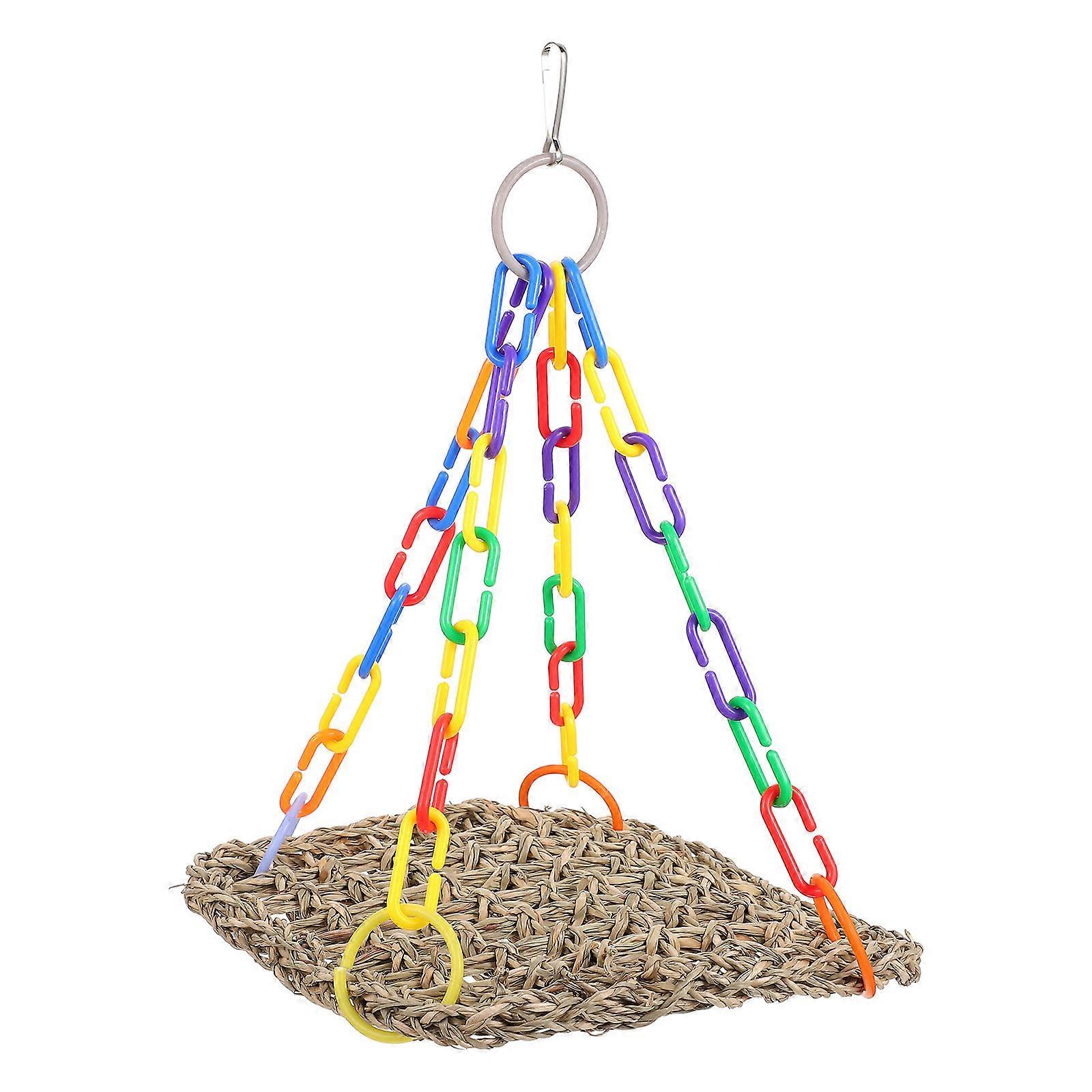 Parrot Climbing Net Chew Toy Natural Grass Bird Hanging Swing For Cages Plaything For Parrots Cockatiels Budgies