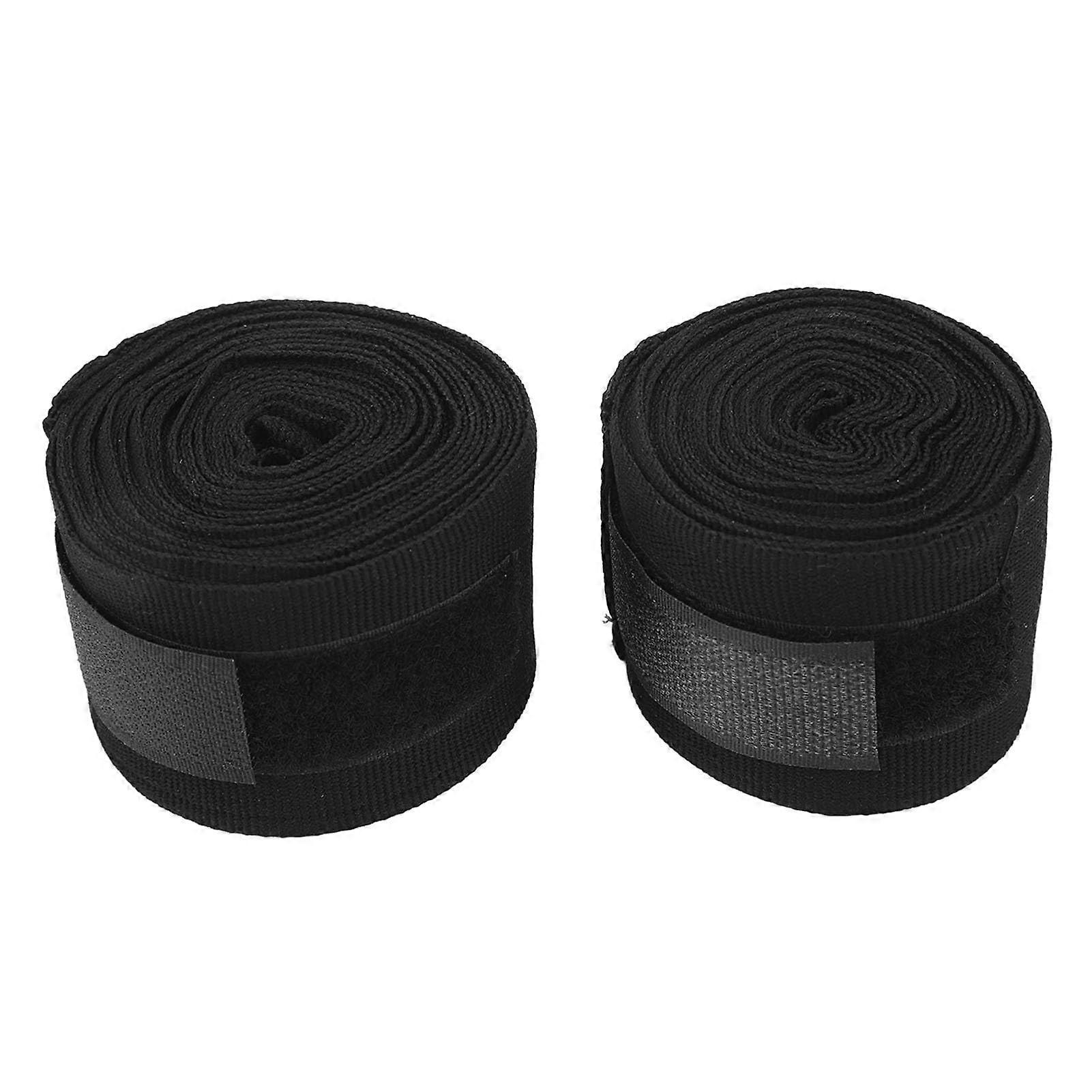 Boxing Hand Wraps 2 Pack Cotton 5M Quick Dry Semi Elastic Hook Loop for Kickboxing and Muay Thai Black Color