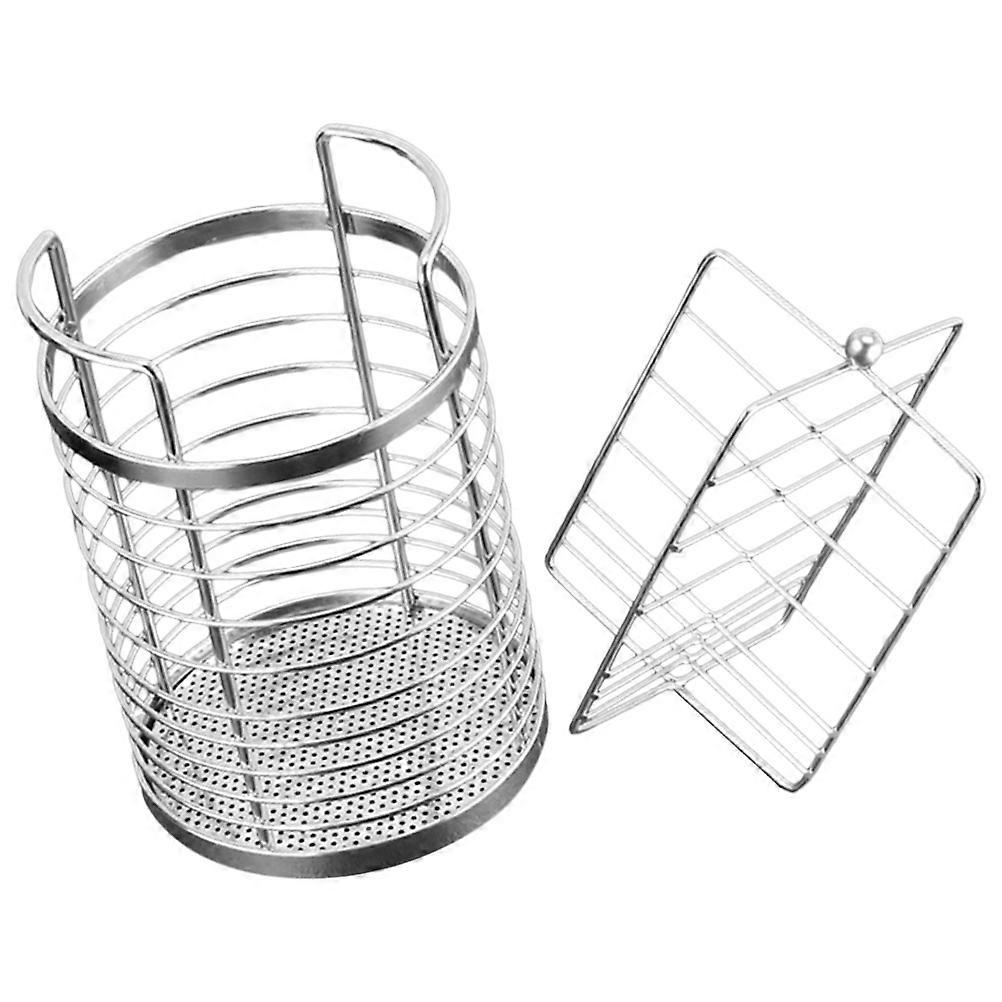 Stainless Steel Cutlery Draining Holder, Rotating Utensil Organizer for Home Use, Keeps Cooking Tools Tidy on Countertop