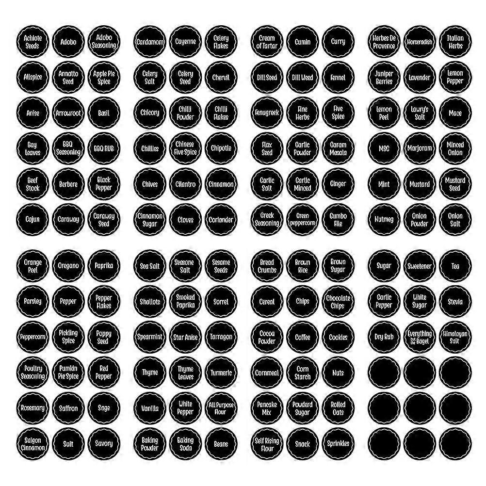 144pcs Practical Ingredients Spices Labels Stickers Spice Names Labels (Black)