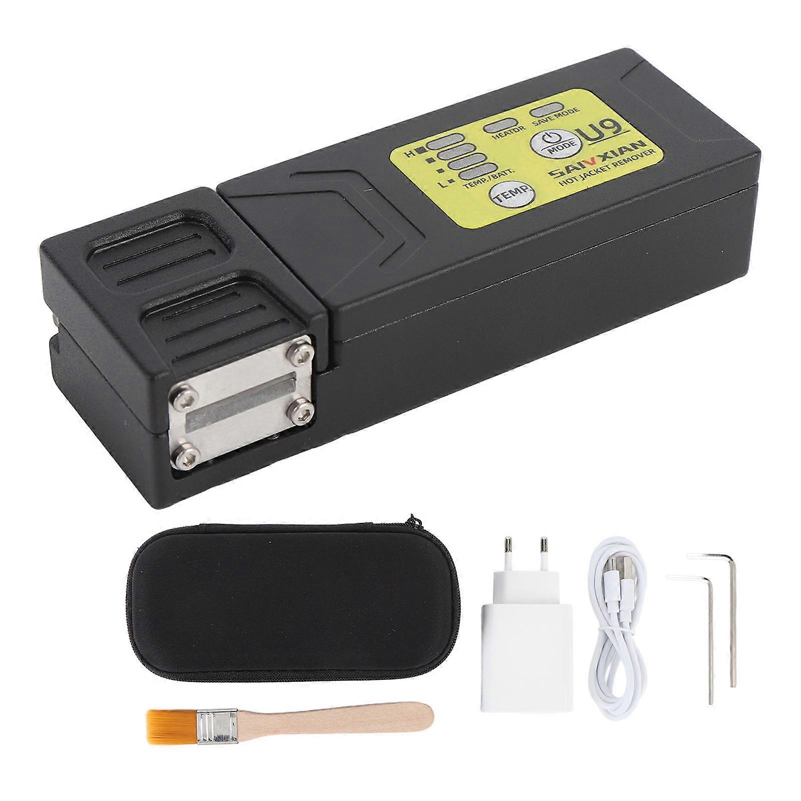 Fiber Optic Thermal Stripper Rechargeable Auto Heating Stripping Tool for Bundle Bare Ribbon Non Visible Optical Fibers EU Plug 100‑240V
