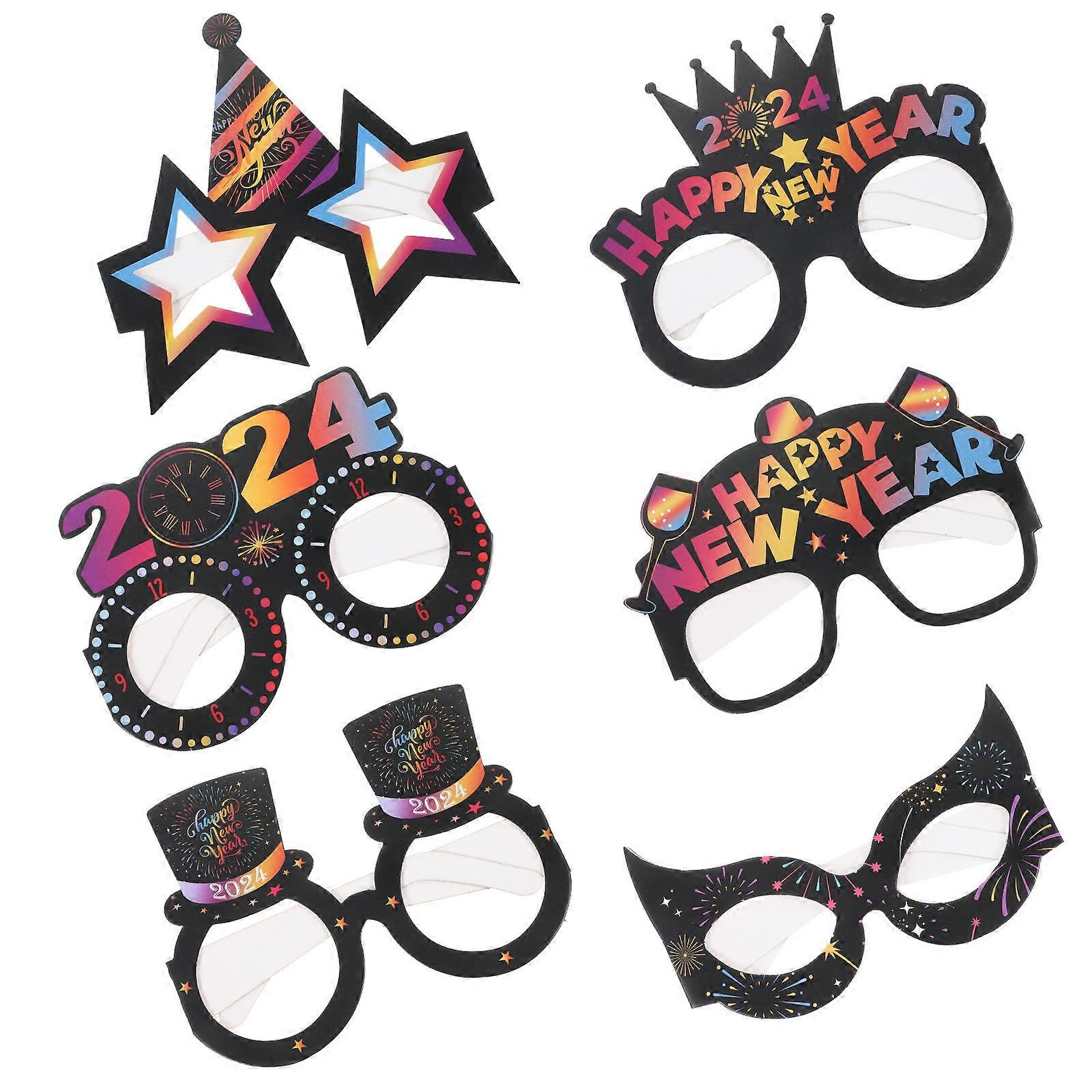 New Year Decorative Glasses Paper Eyewear Festive Atmosphere Enhancement Home Gathering 6Pcs
