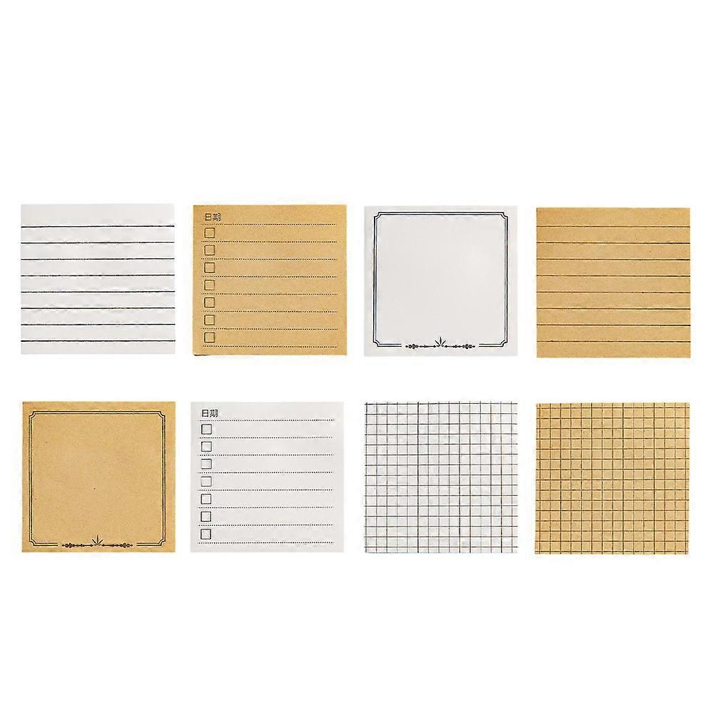 Self Sticky Memo Pad Adhesive Notes Diary Planner Stickers Book Markers Student School Use Assorted Color Square Note Taking 8Pcs