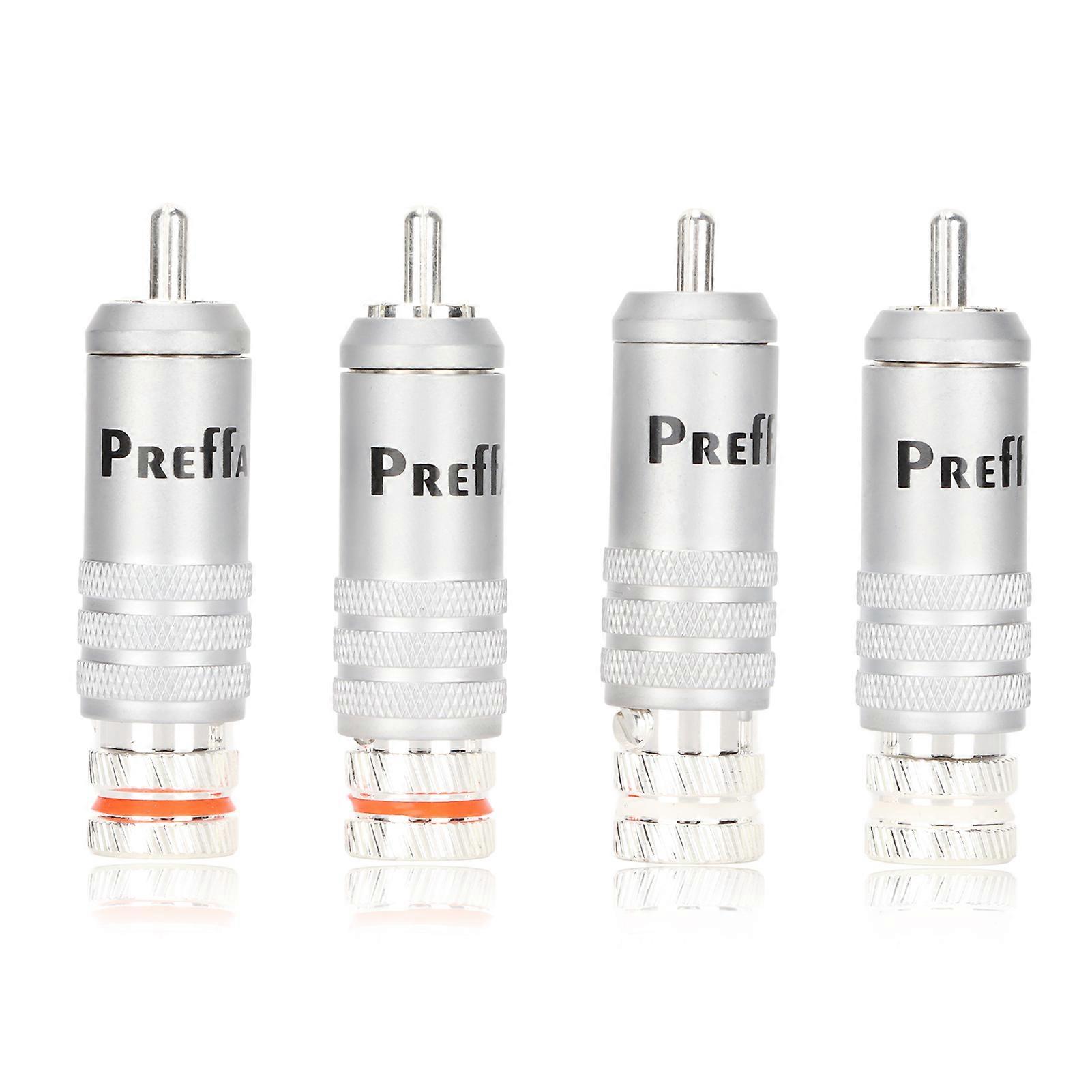 4pcs Silver Plated RCA Solder Plug Connectors for HIFI Cables up to 9mm Diameter for Coaxial Signal Line