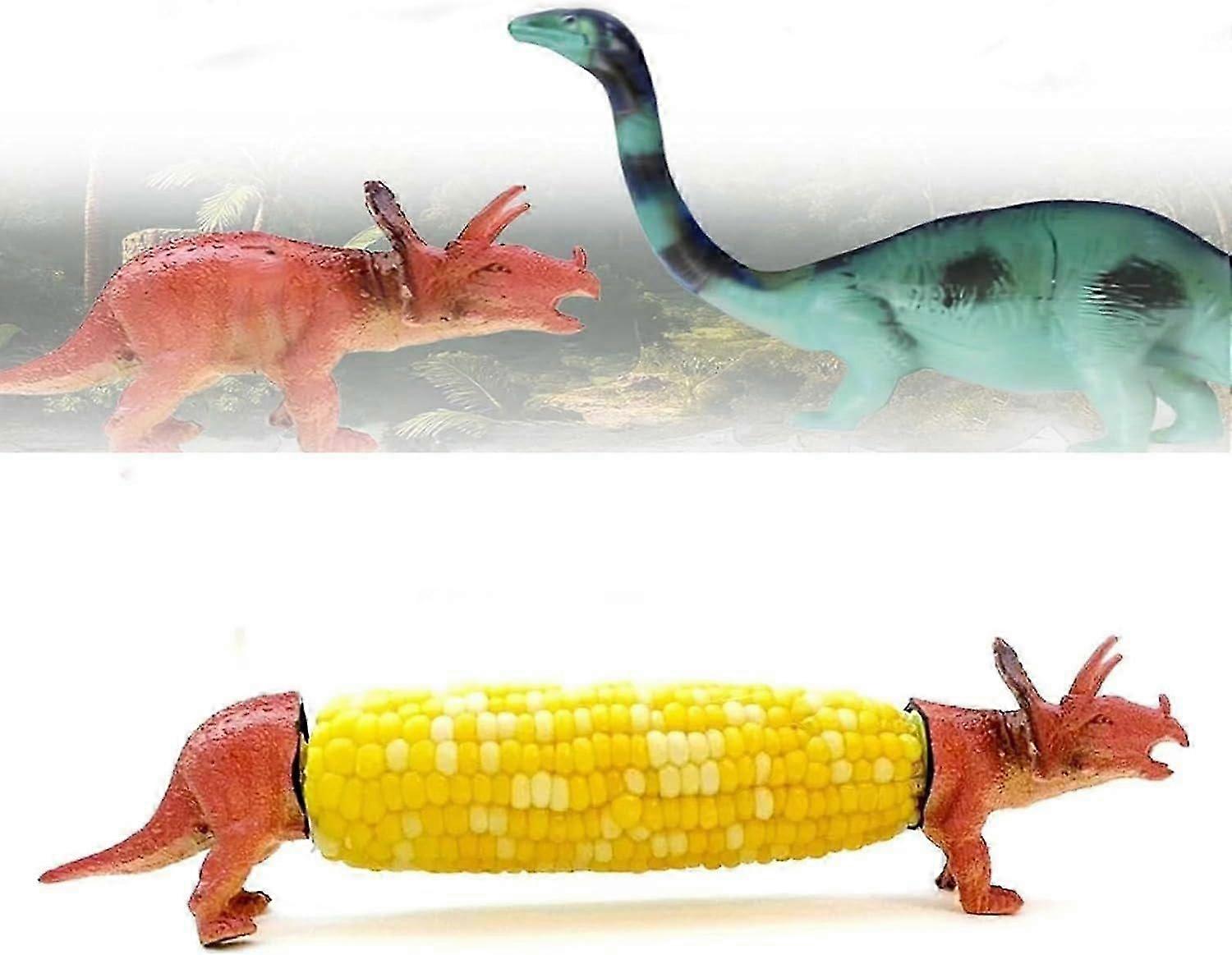 Dinosaur Corn Cob Holders, Corn Holders for Corn on The Cob, Unique Dino Corn Cob Holders for Kids and Adults, Stainless Steel Prongs, Reusable and Ea