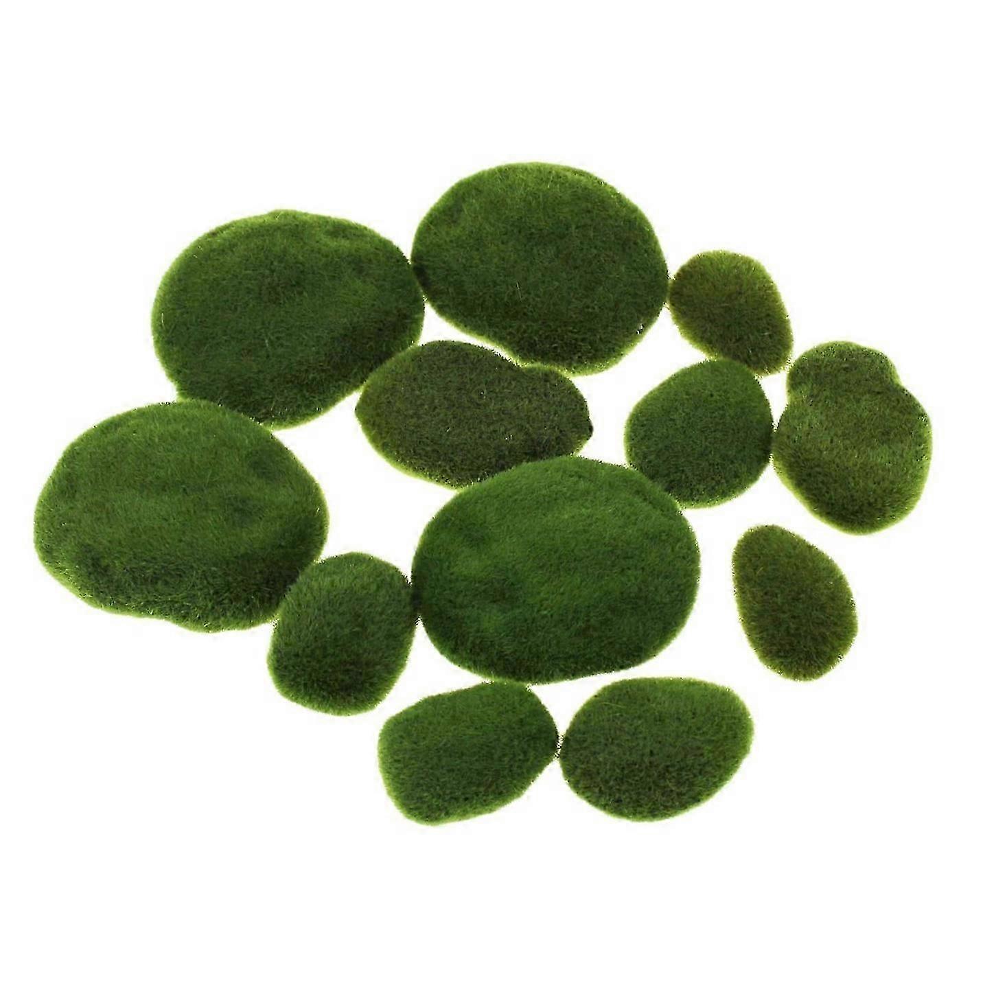2025 Latest Model 12 Pieces Assorted Sized Artificial Moss Rocks Decorative Faux