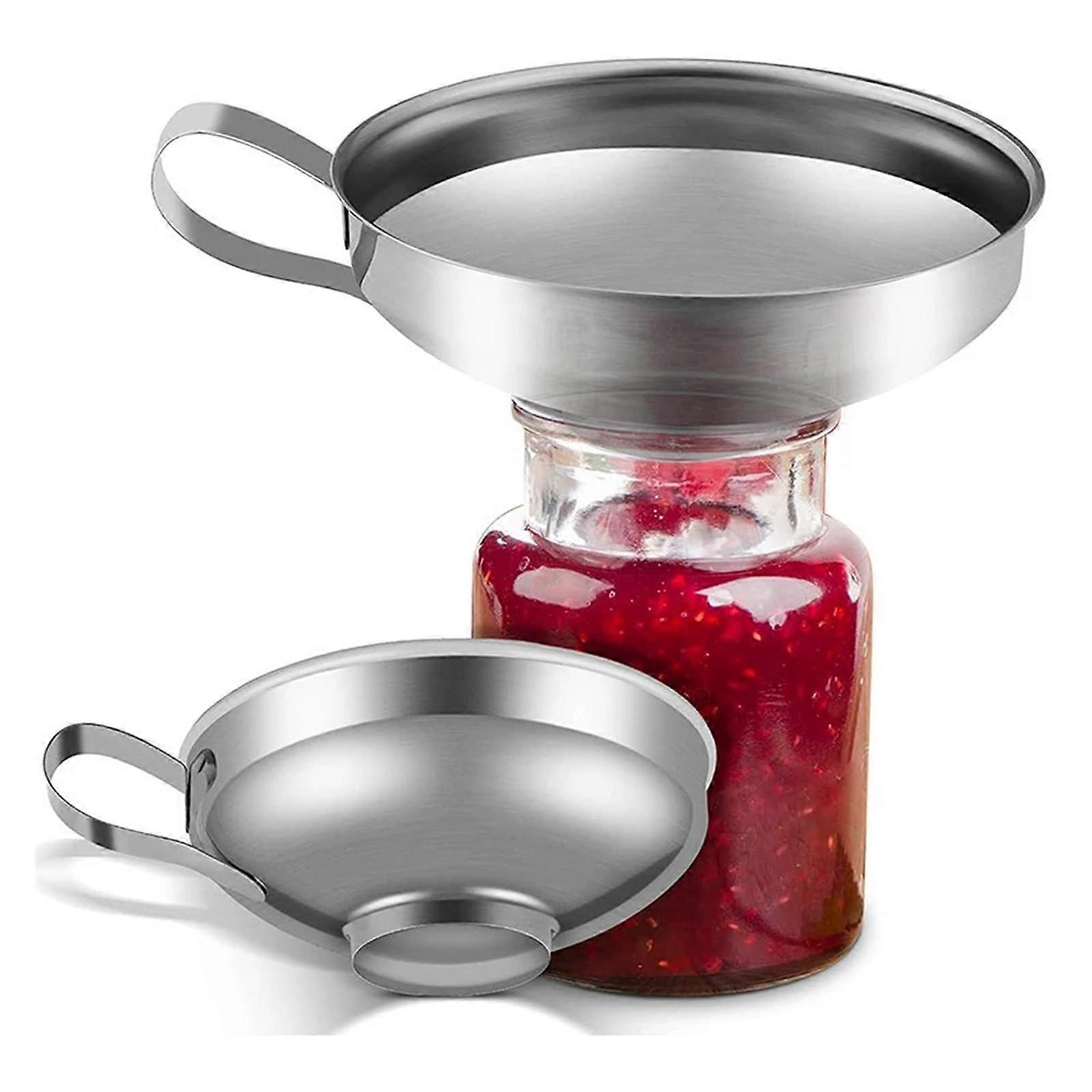 Stainless Steel Wide-Mouth Canning Funnel, Two Sizes, Small, For Liquids And Salad Dressings, With Filter