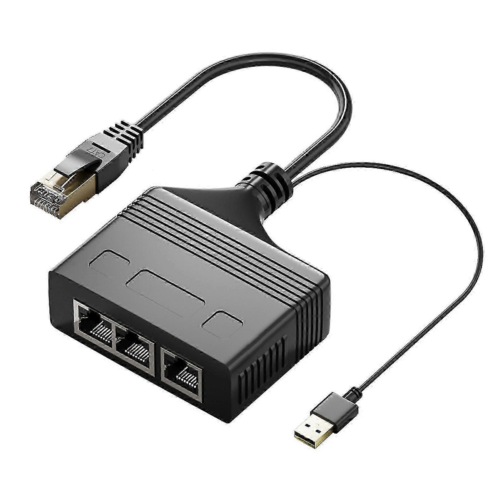 3 in 1 RJ45 Network Ethernet Splitter for High Speed Clear Video Signals and Internet Sharing up to 100m