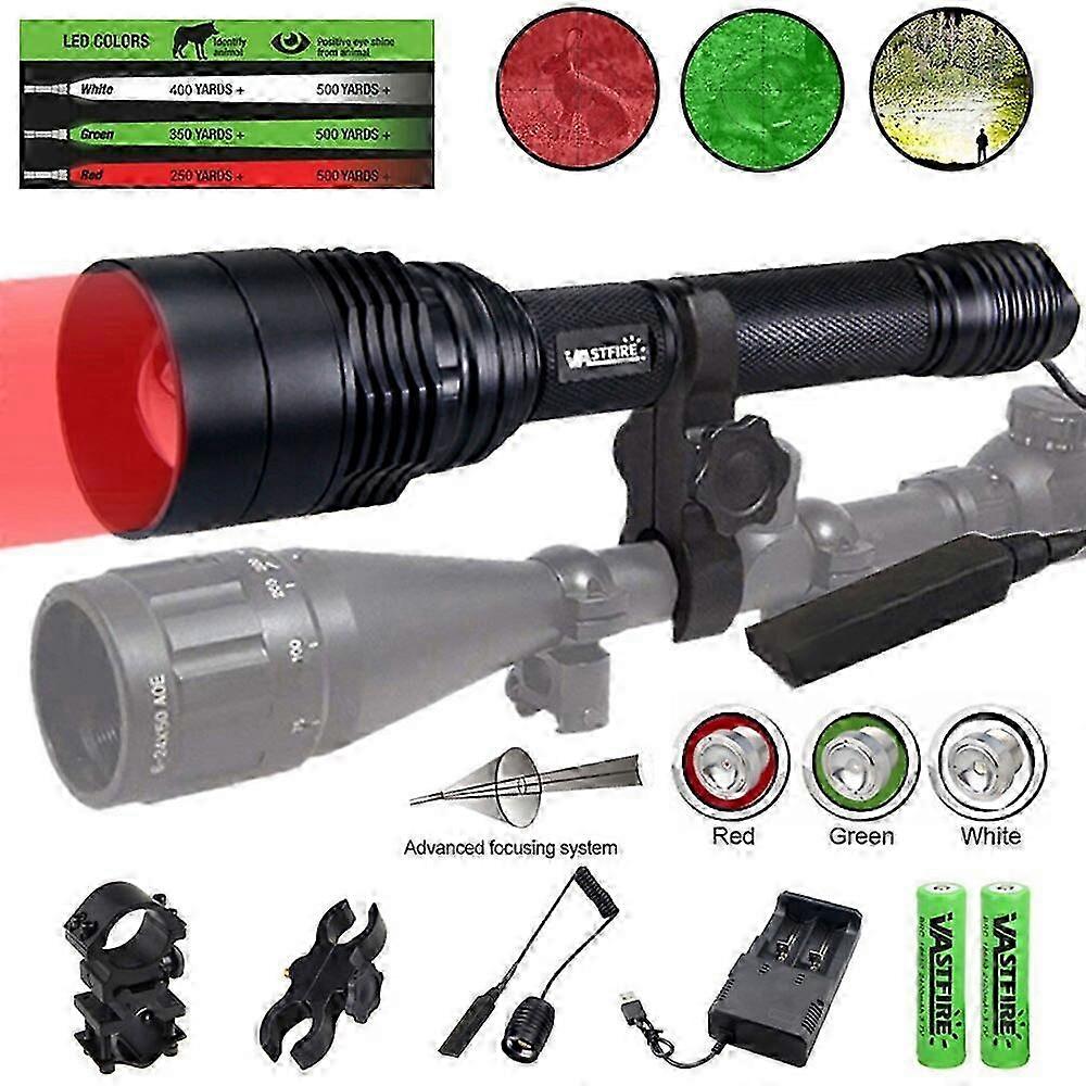 3 in 1 Green/Red/White Colors Tactical Torch Battery Powered with 20mm Rail Scope Mount