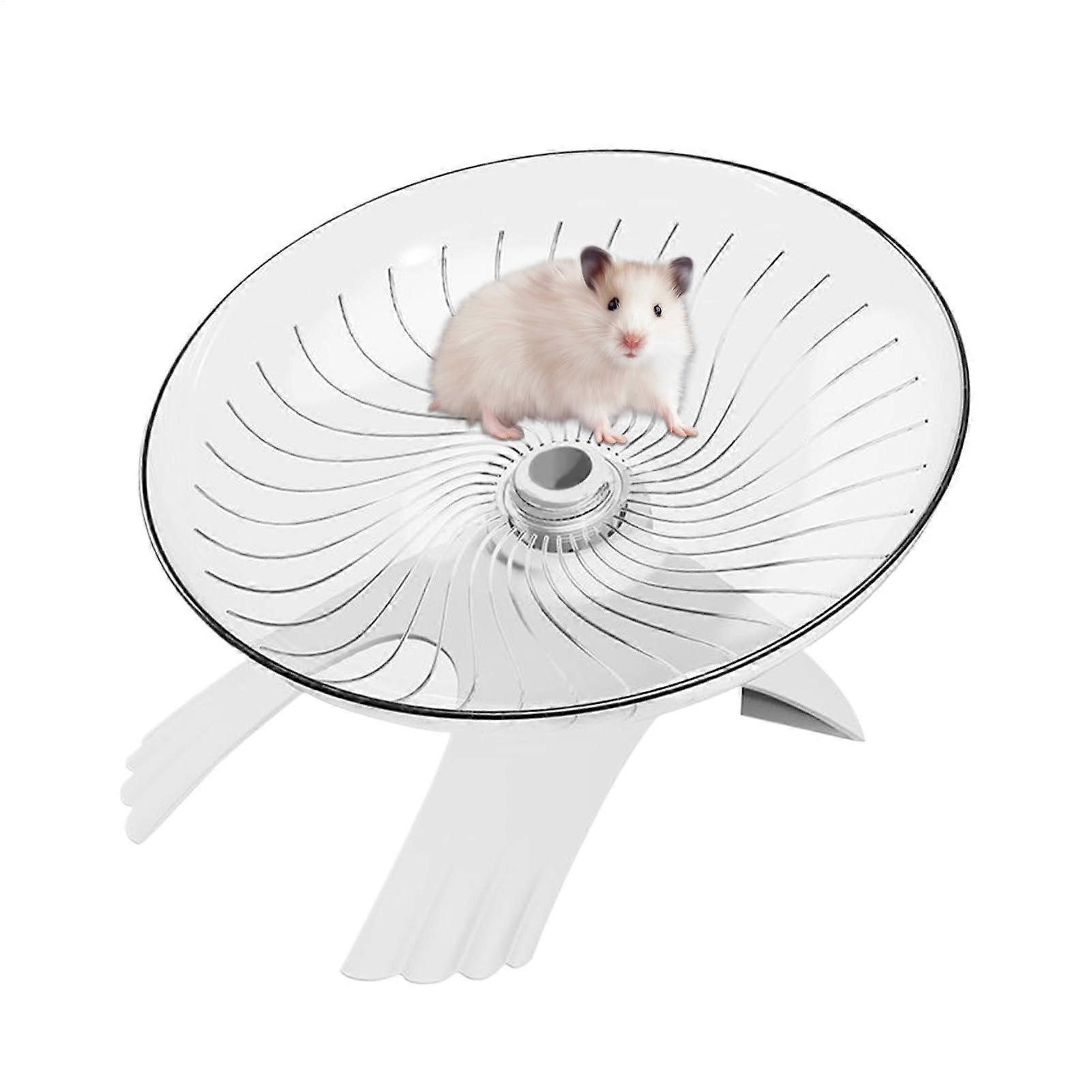 Hamster wheel, Silent running wheel, Cage accessory Flying saucer exercise spinner for mice, hedgehogs, hamsters, and other small animals, White