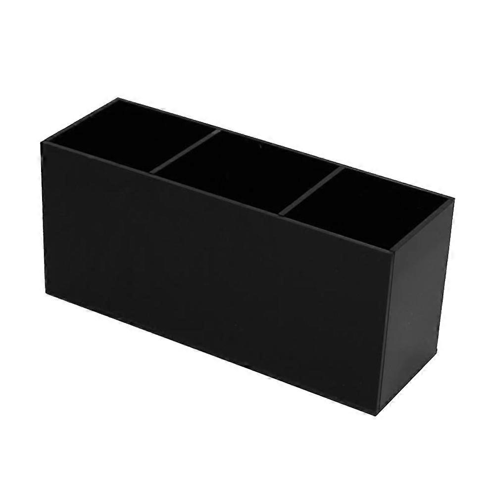 Make Up Brushes Holder Three Grids Simple Makeup Organizer for Cosmetics Home Black 20x7cm 1Pc