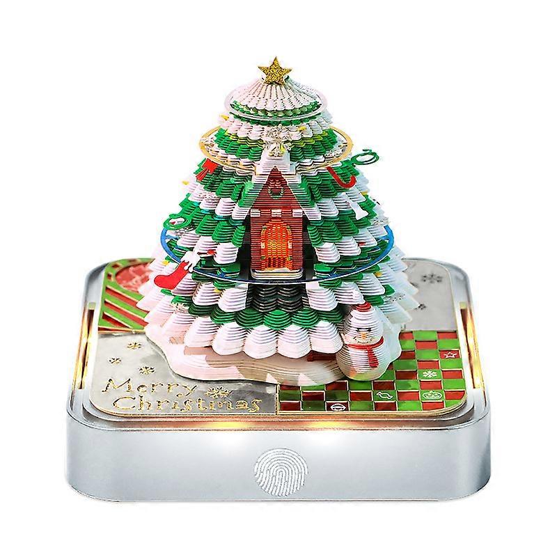 2026 تقويم مكتب مع ضوء LED شجرة عيد الميلاد النحت 3D المسيل للدموع بعيدا التقويم ورقة نحت الفن زخرفة يوم عيد الميلاد