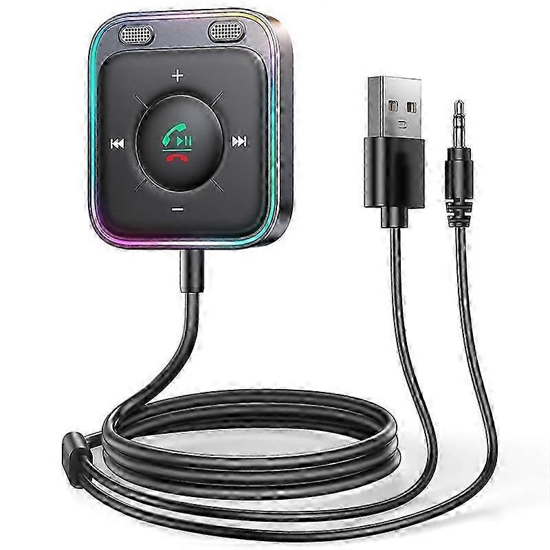 Bluetooth 5.3 AUX Car Adapter Dual Mics Noise Cancellation Transmitter Hand Free Wireless Receiver
