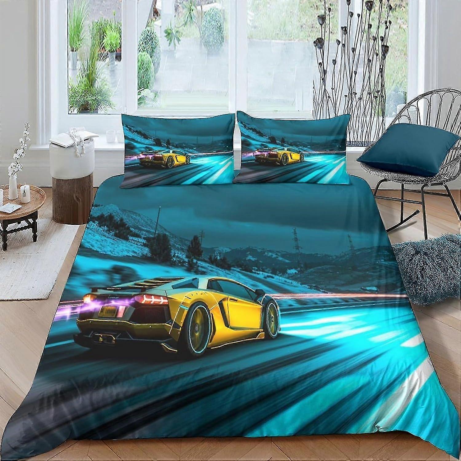Cool 3D Print Quilt Cover for Boys and Girls with Zipper Closure Soft Microfiber Bedding Set