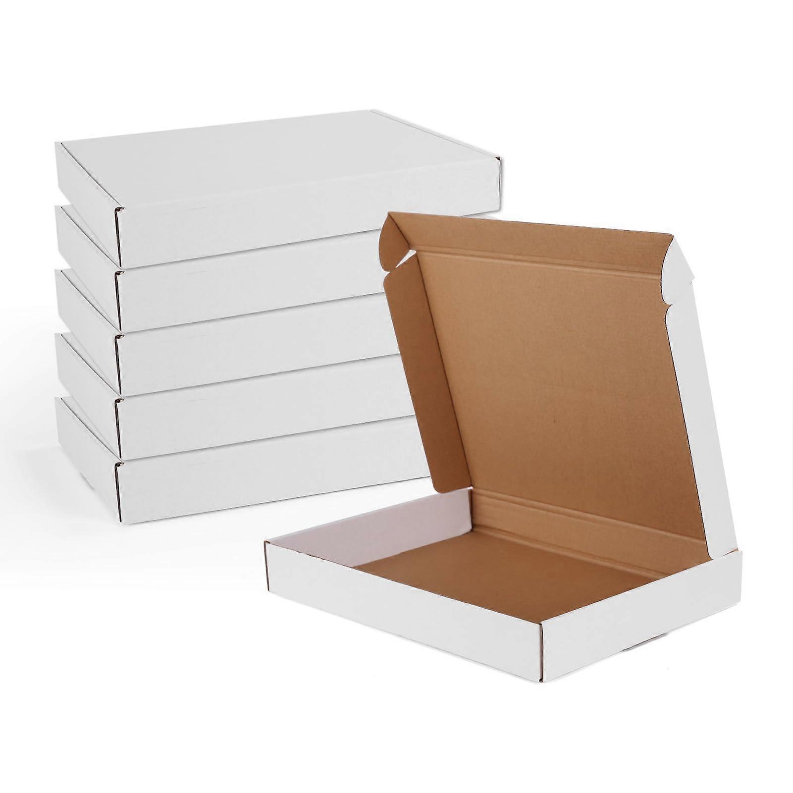 White Boxes, 13 x 10 x 2, Set of 6, Corrugated Cardboard Boxes for Efficient Small Business for Modern Business Packaging