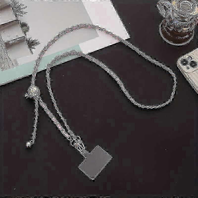 Stylish Metal Adjustable Phone Lanyard - Hand-Woven Leather Chain with Customizable Design - Secure Phone Case Jewelry for Easy Access