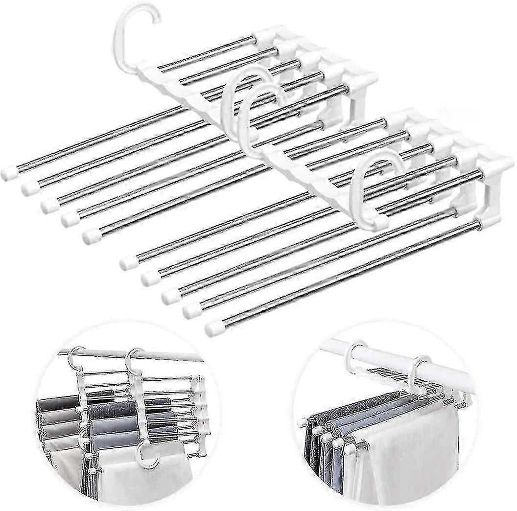 2 Pcs Space-saving Trouser Hanger, Stainless Steel Extendable