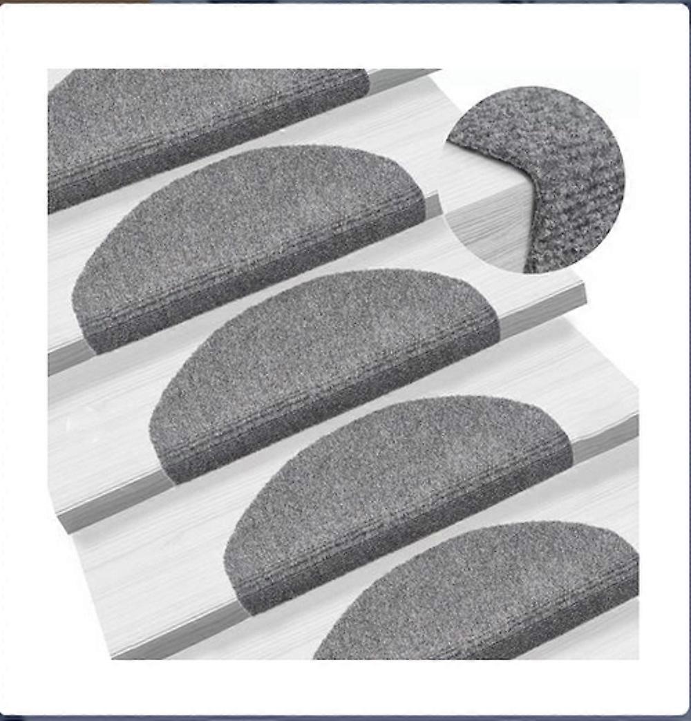 A set of 15 stair mats, self-adhesive stair mats, anti slip&noise reducing, polyester+PVC self-priming bottom on the back