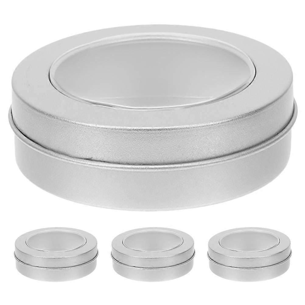 Tin Can For Festive Occasions Tinplate Material Silver 6.50X6.50X2.50CM 4Set
