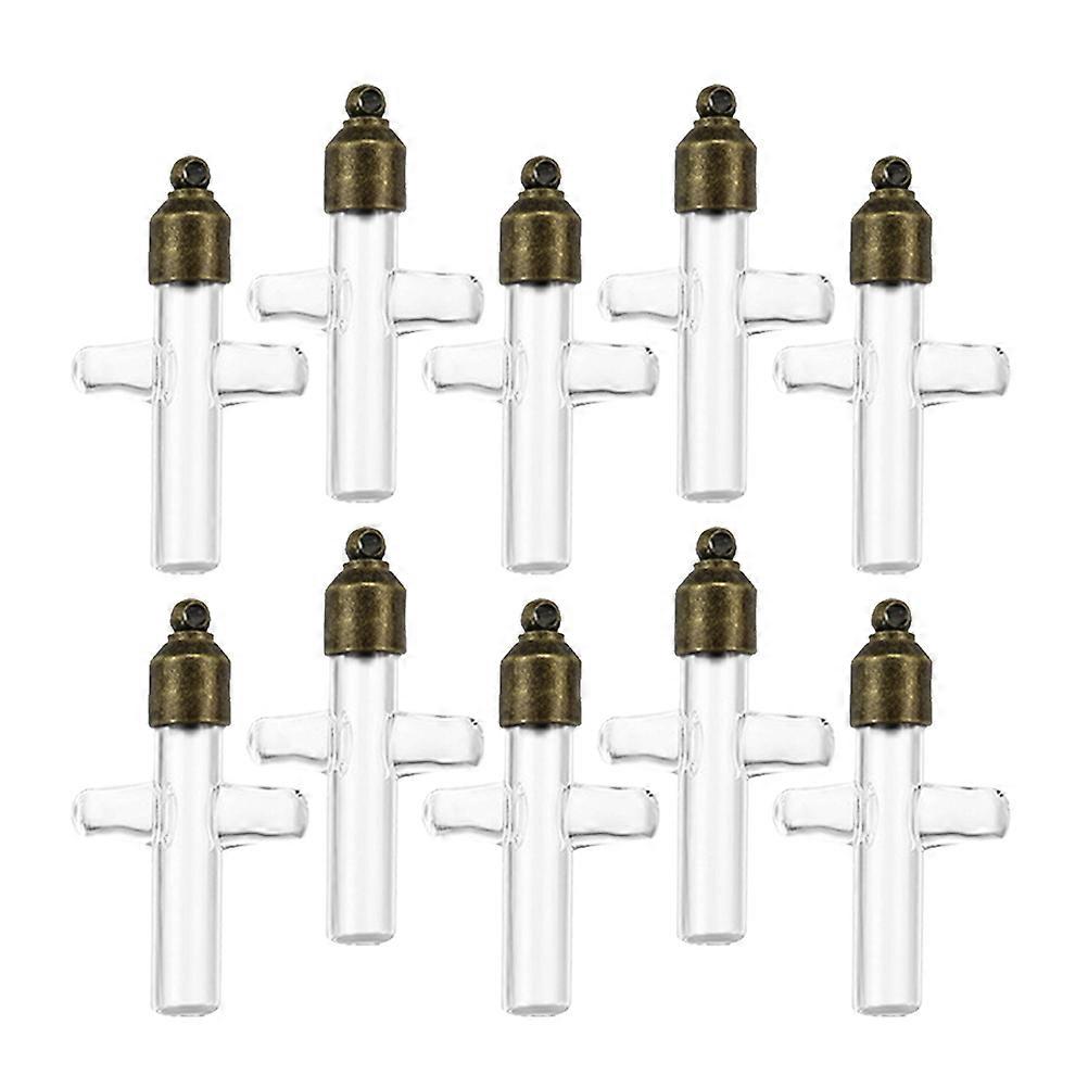 Mini Empty Glass Bottles Wish Bottle Glass Vial Pendant Transparent Wishing Bottle Decorative Ornament 1Set