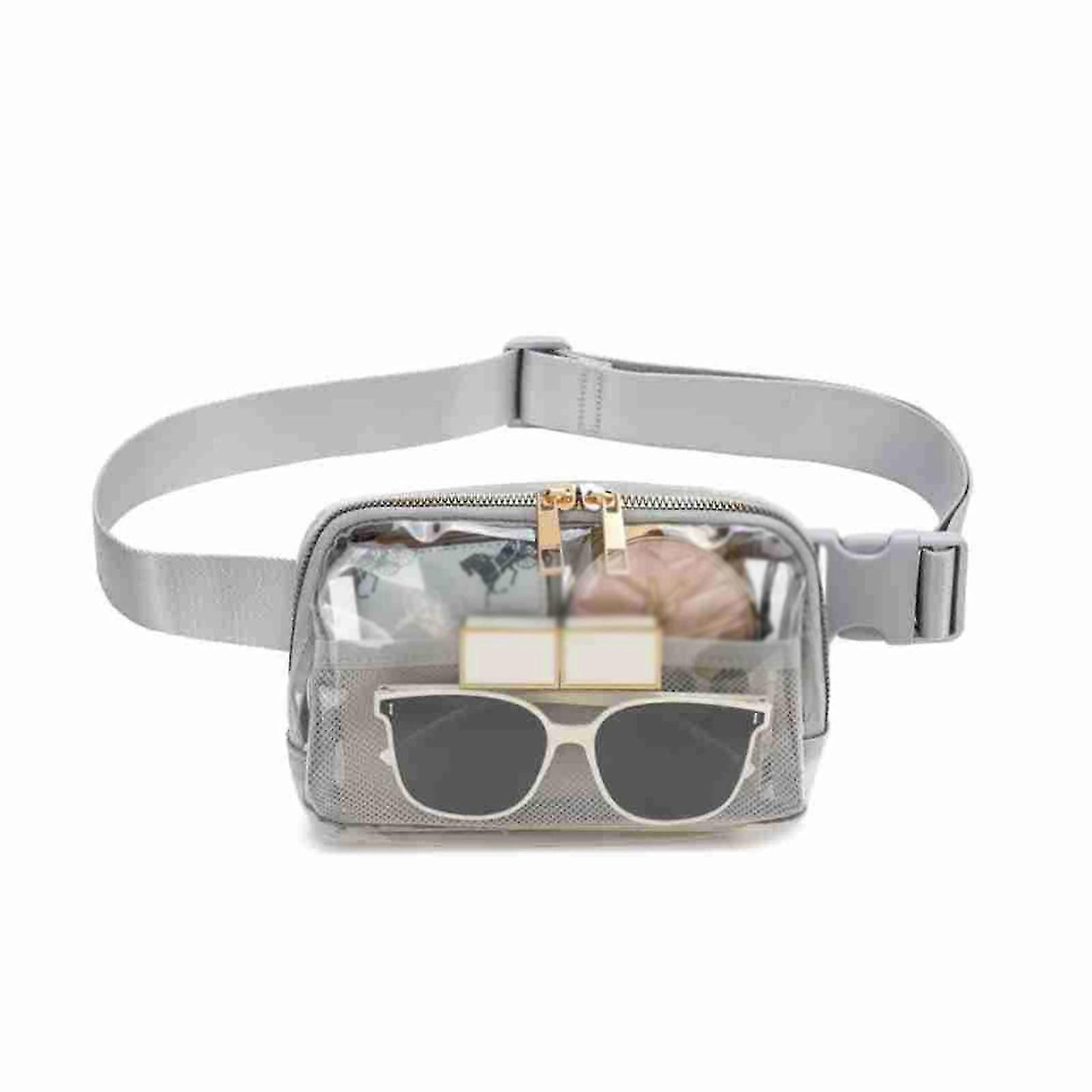 女性用クリアベルトバッグファニーパック、調節可能なストラップ付き男性、ハイキングランニング用クロスボディクリアウエストバッグポーチ