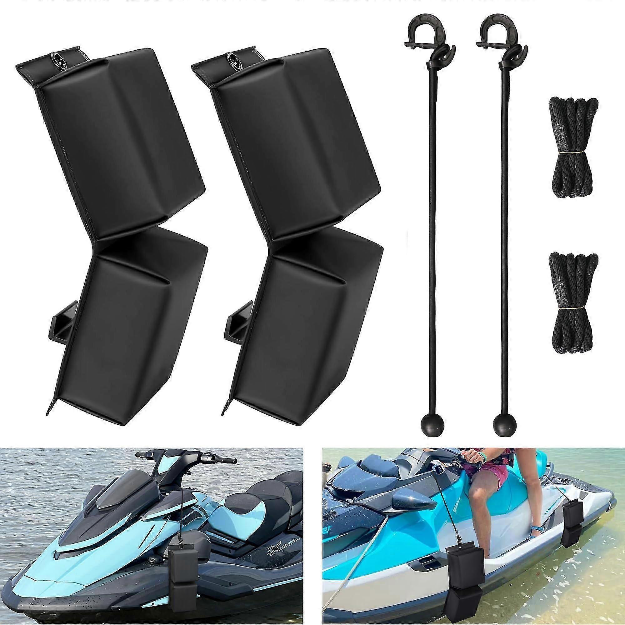 MDStop PWC fender buffer, 2 elastic cord boat fender buffers, 2 boat docks, jet ski paters for boat bumpers for the bowls, 14x6x3.2inch-Good