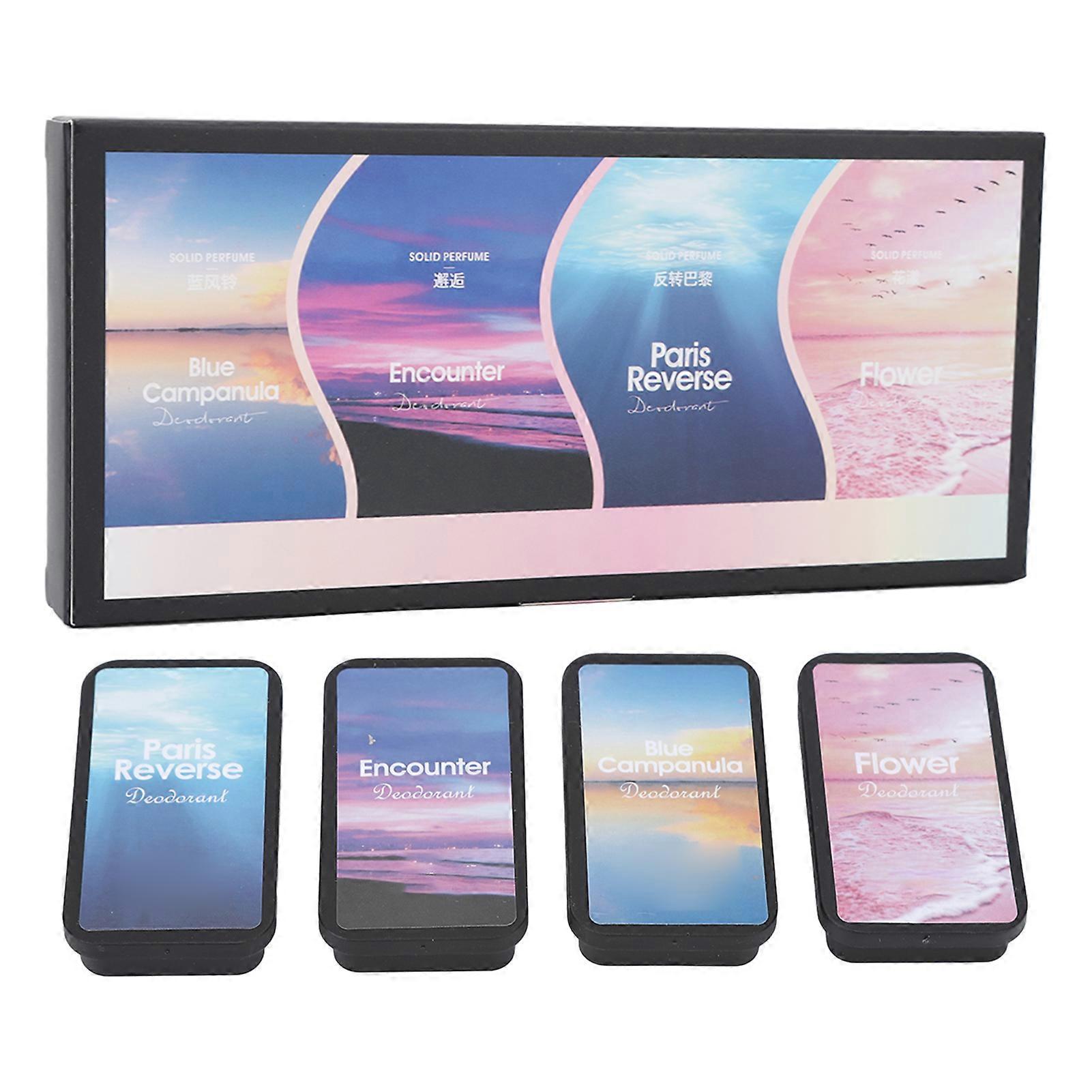 4pcs Solid Perfume Portable Solid Balm Light Fragrance Long Lasting Alcohol Free for Date Party