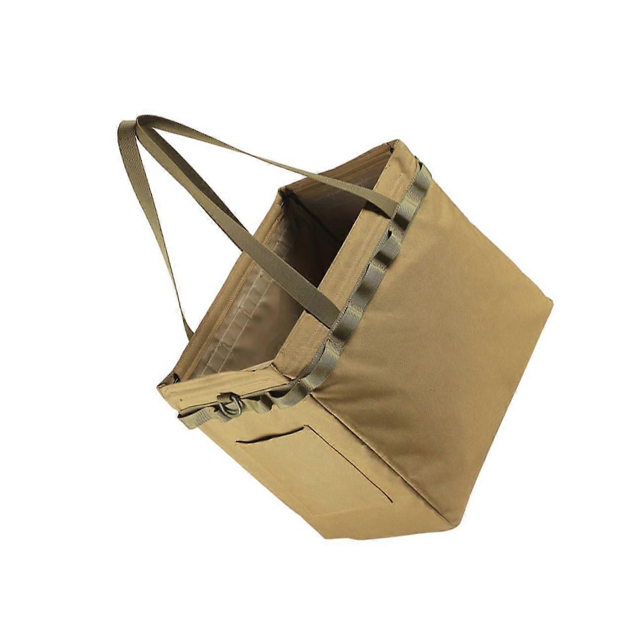 Storage Box For Travel And Camping, Foldable Organizer Case, Khaki Oxford Fabric, Large Capacity Travel Tool Kit