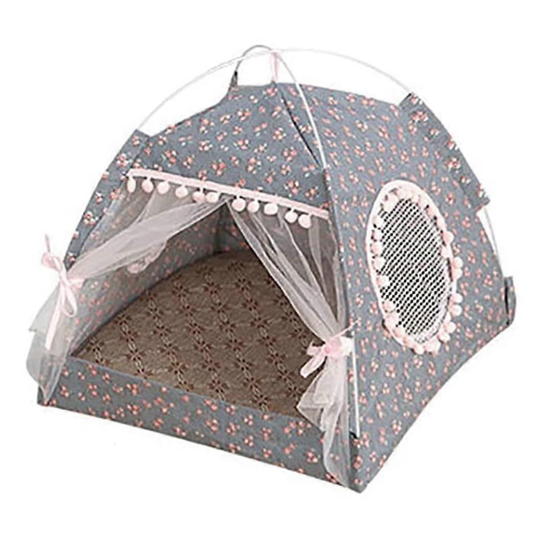 Portable Foldable Pet Tent Breathable Cat Kitten Puppy Kennel Cave for Pets Under 7.5kg, Dark Grey, XL Size