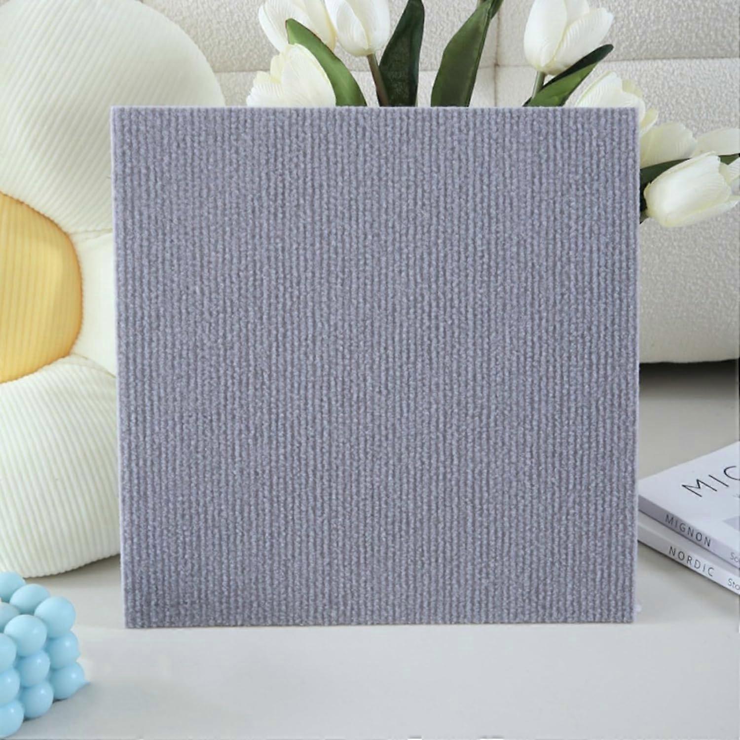 Self-Adhesive Carpet Tiles 12x12 Inch for Home Use, Light Gray Multipurpose Flooring Squares, Easy Peel and Stick