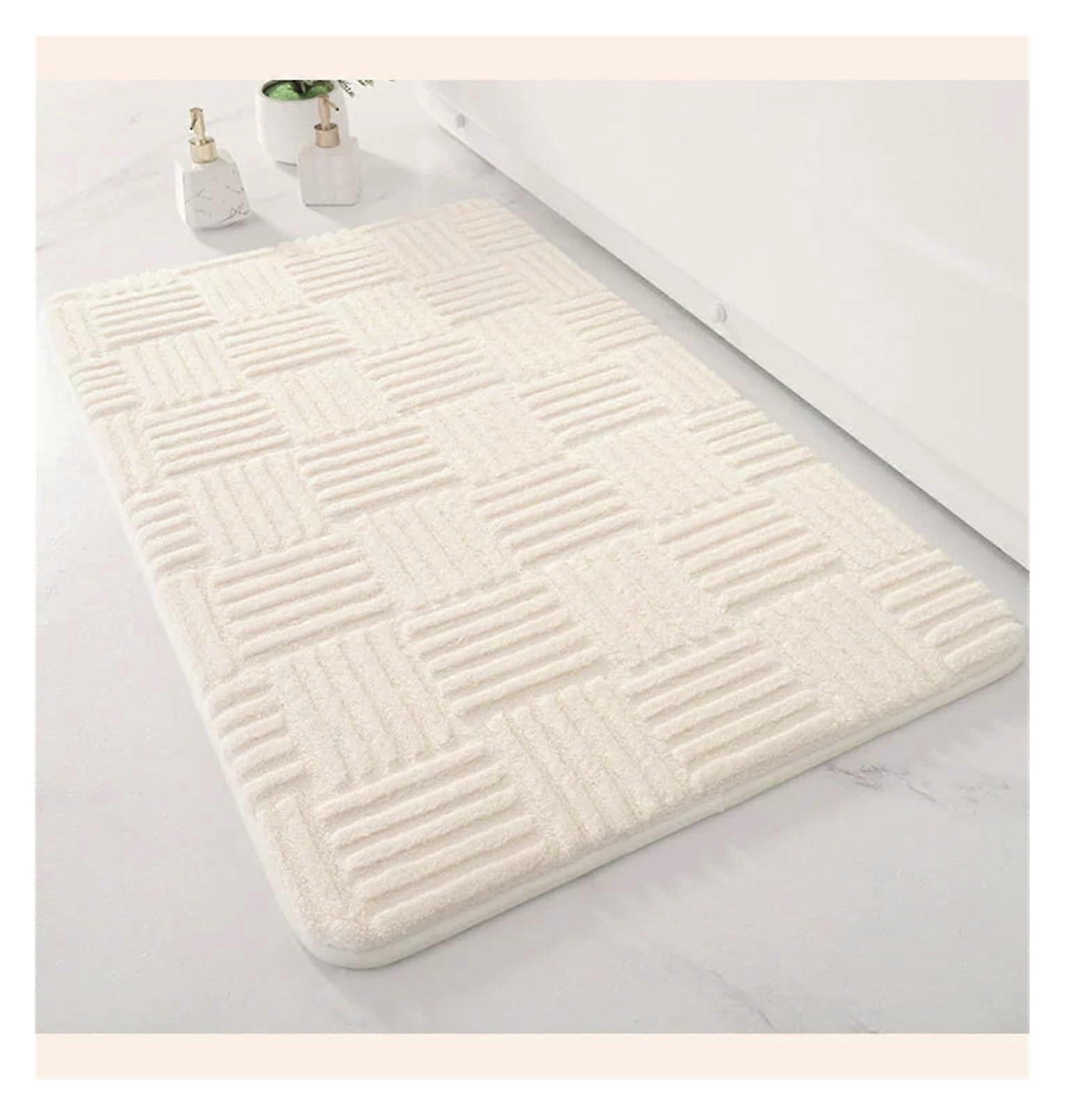 Badezimmerteppiche Saugfähige Maschinenwaschbare Matten 60x90cm in Weiß – Ultra-Absorbierend, Rutschfest, Hochwertiges Material