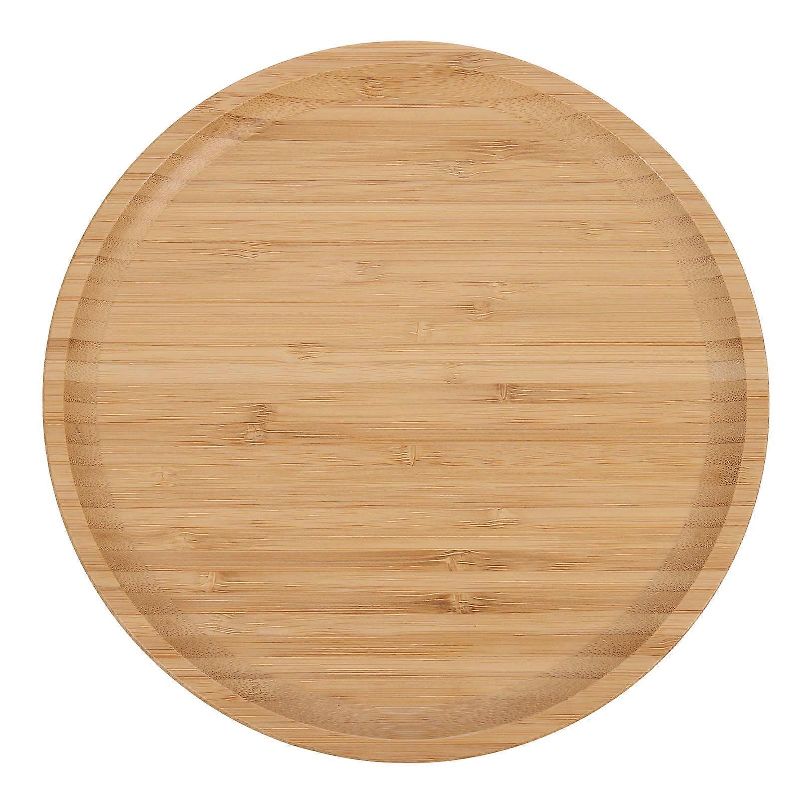 Serving Trays For Food Round Wooden Plate Natural Style Christmas Parties 9.8x9.8x0.8in Storage 1Set