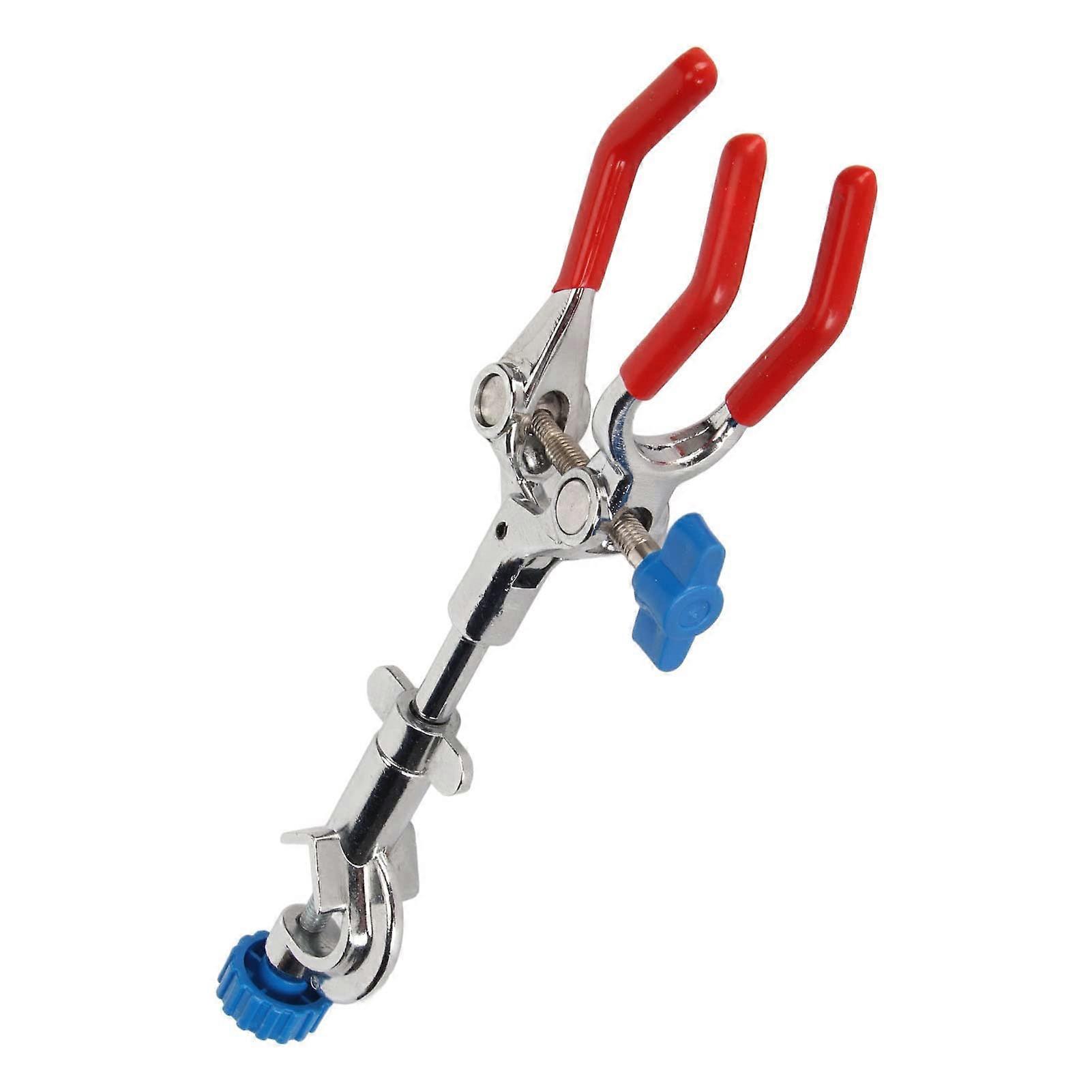 3Prong Lab Clamp with NonSlip Coating, Adjustable for Glassware, Stainless Steel