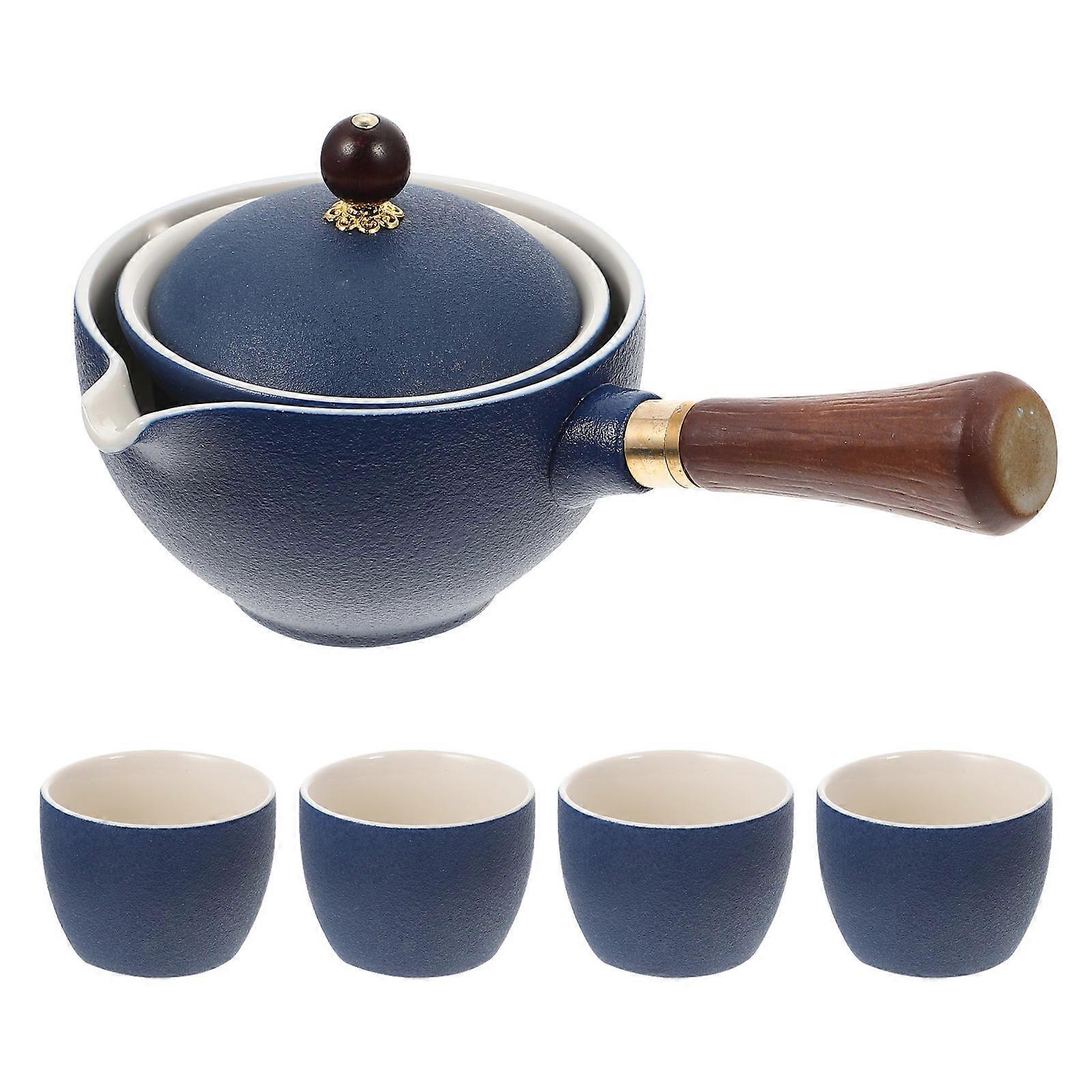 Chinese Style Ceramic Teapot Set with Cups – Side Handle Design, Premium Quality, Ideal for Home and Travel