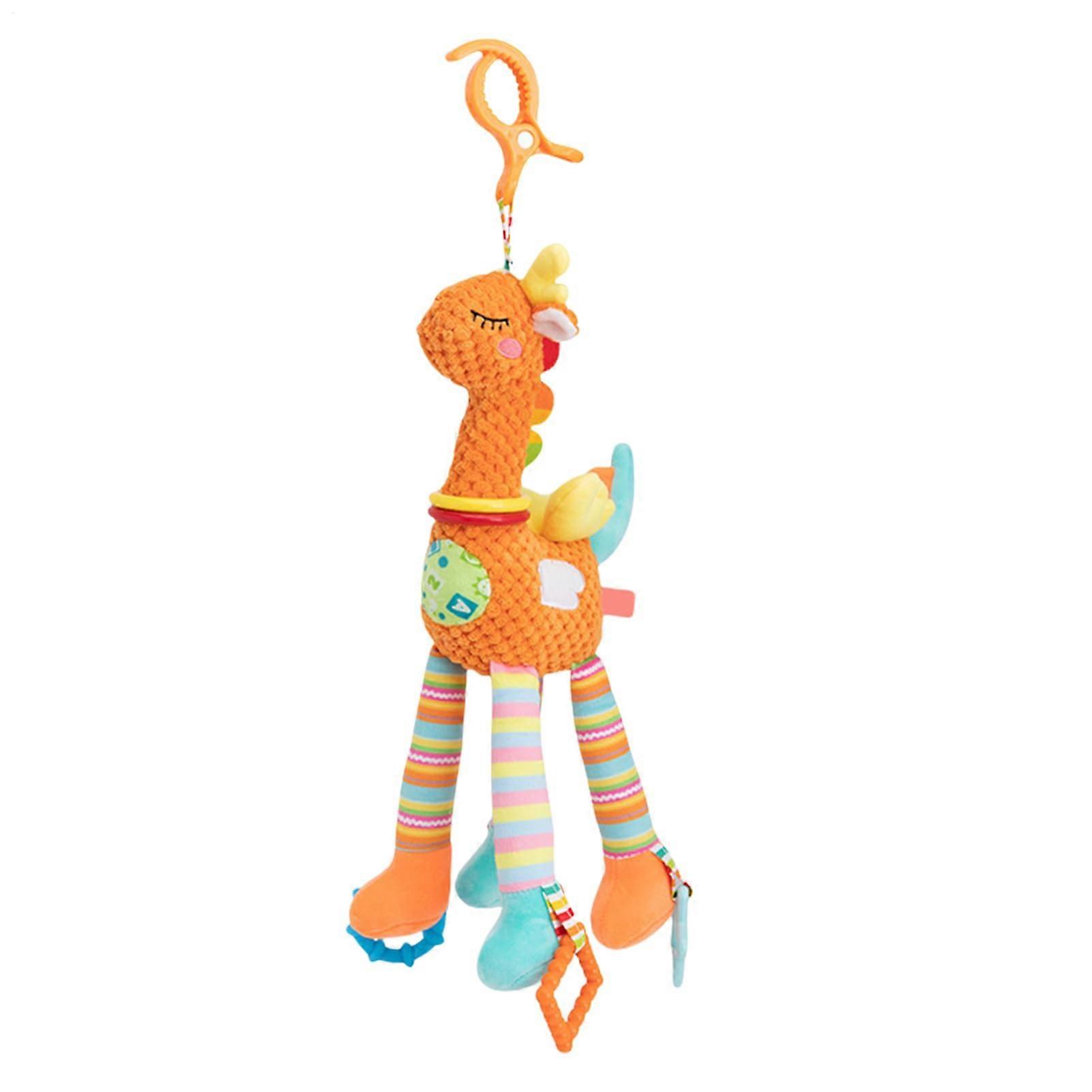 Baby Rattle Soft Plush Toy with Crinkle, Rattle Wind Chime for Nursery Orange