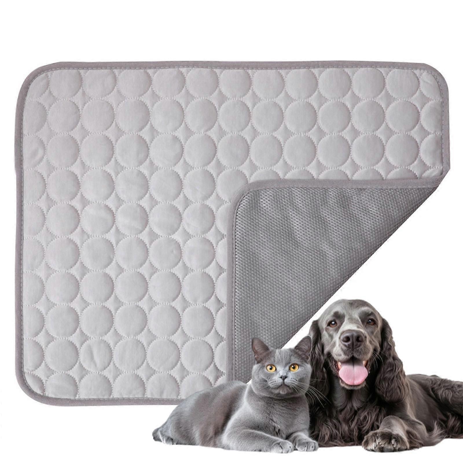 Paw Frost Mat for Cats and Dogs, Self-Cooling Ice Maker Mat, Light Grey, Size S: 50 x 40 cm, Multiple Uses