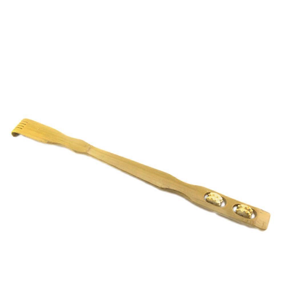 Self Back Massager Bamboo Wood Itch Scratcher with Large Rollers 1Pack