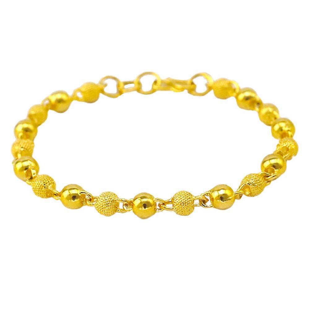 Golden Brass Smooth Bead Bracelet for Women with Round Design and Durable Quality 1pc